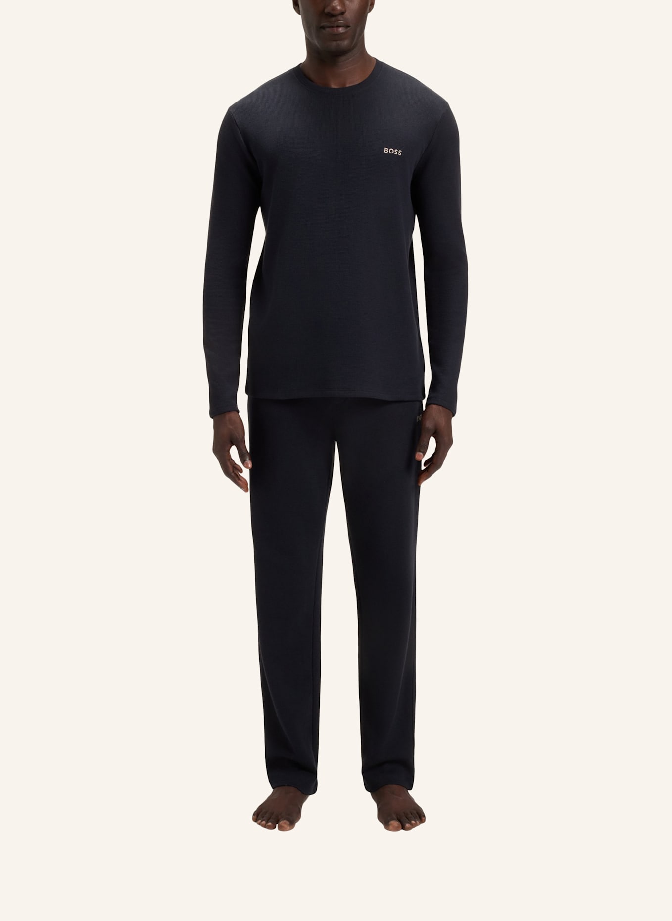 BOSS Schlafshirt WAFFLE: DUNKELBLAU