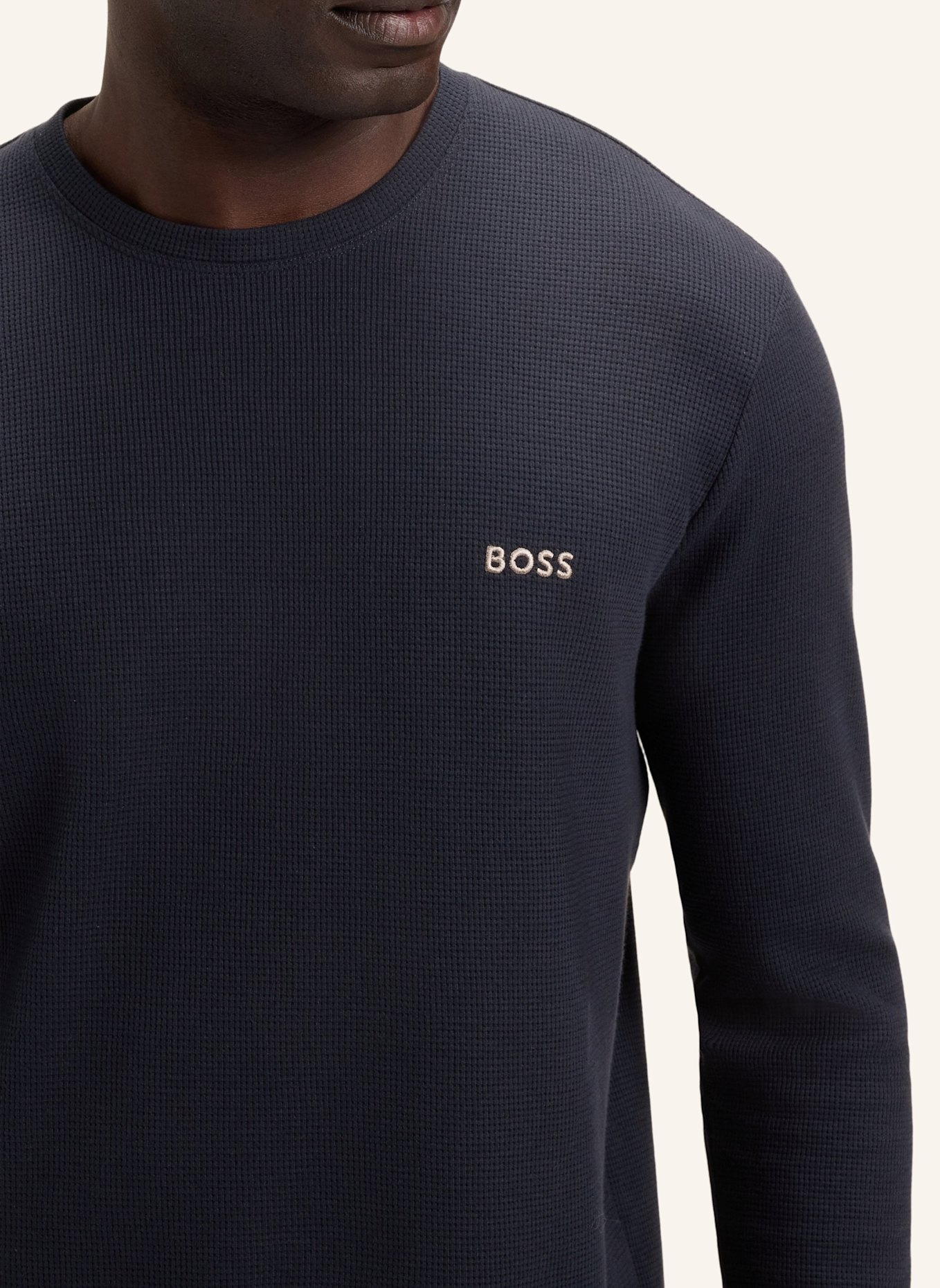 BOSS Schlafshirt WAFFLE: DUNKELBLAU