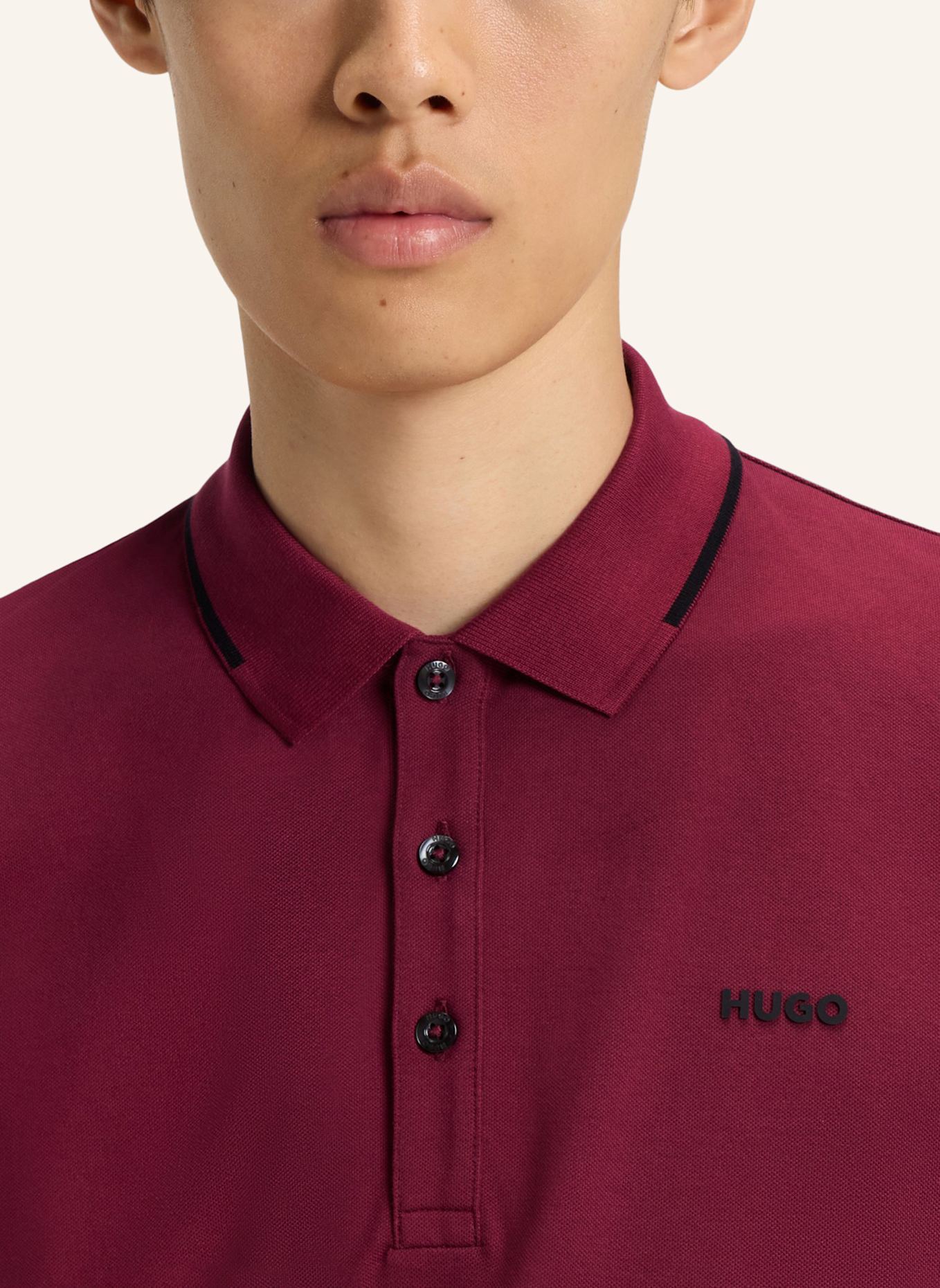 HUGO Poloshirt DINOSO222 Slim Fit: DUNKELROT