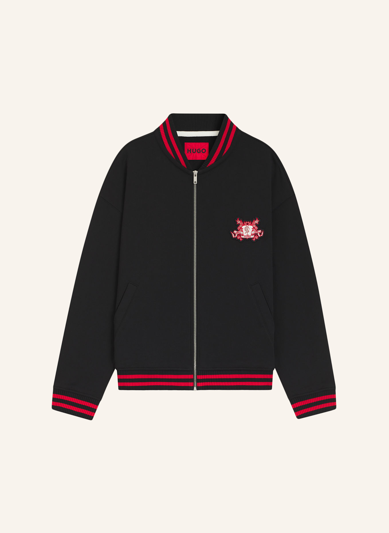 HUGO Sweatshirt DUGBYZIP Oversize Fit: SCHWARZ