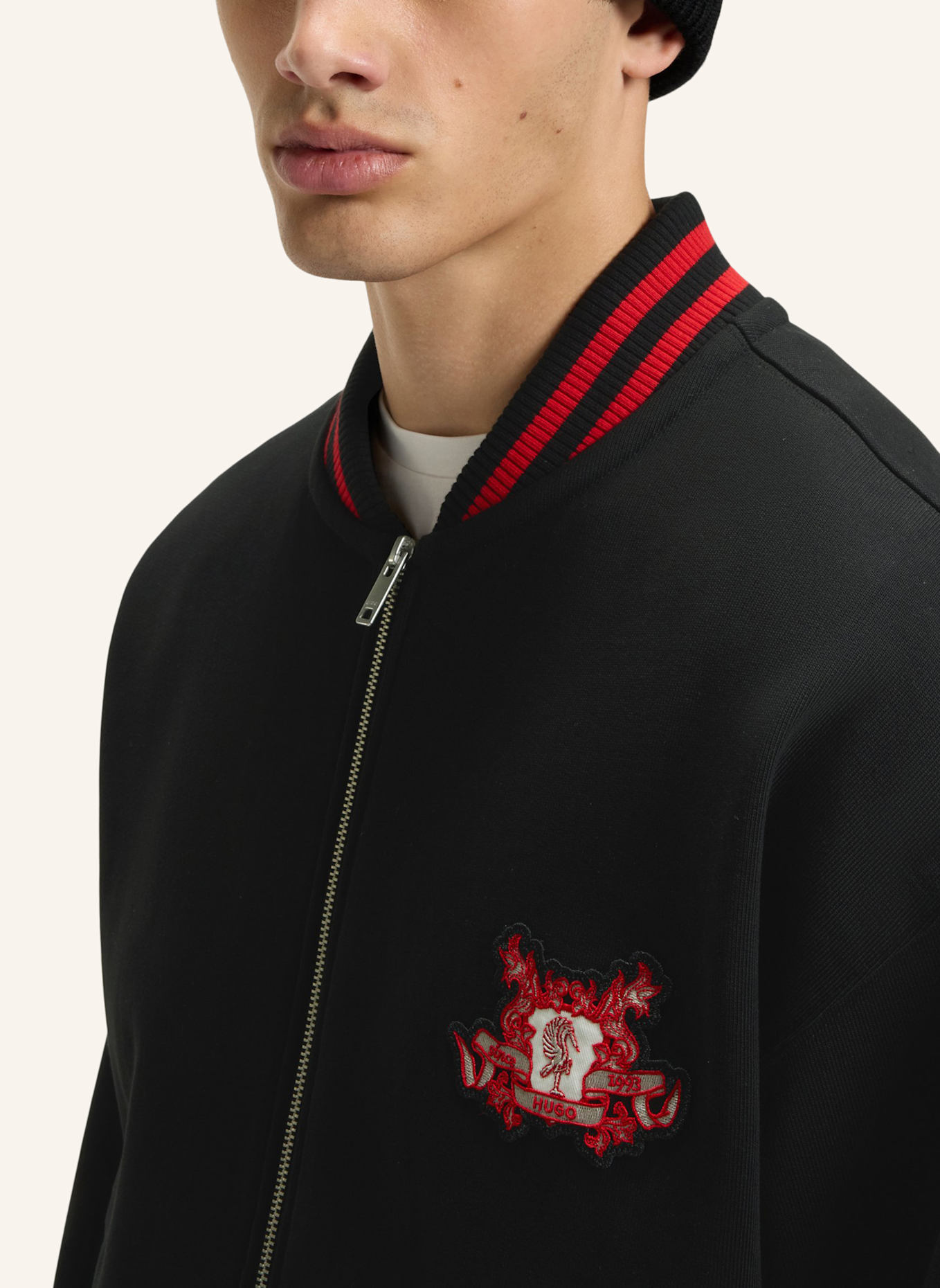 HUGO Sweatshirt DUGBYZIP Oversize Fit: SCHWARZ