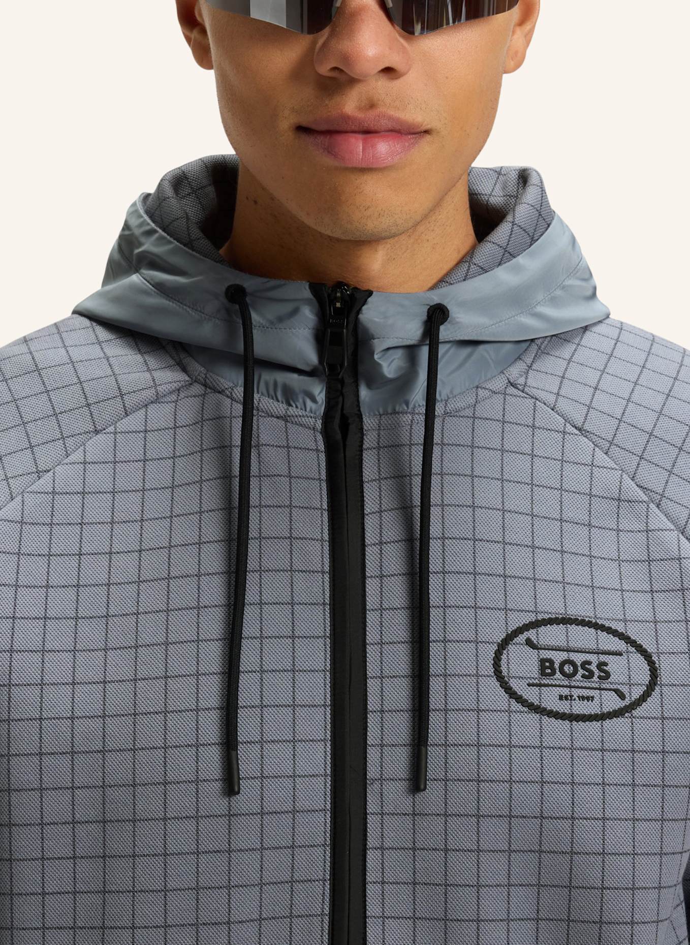 BOSS Sweatshirt QZ HOODIE GL Regular Fit: DUNKELGRAU