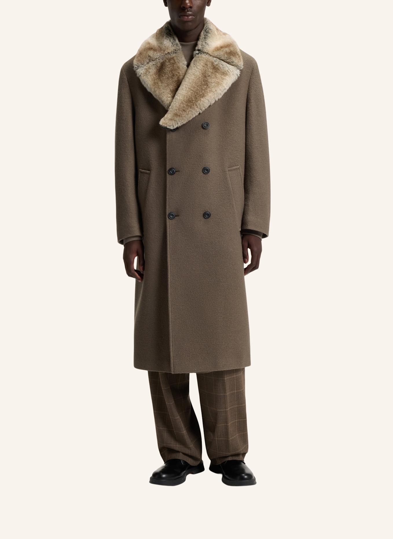 Hugo Boss Mantel Mantel Kunstfell Grau HUGO Casual Mantel