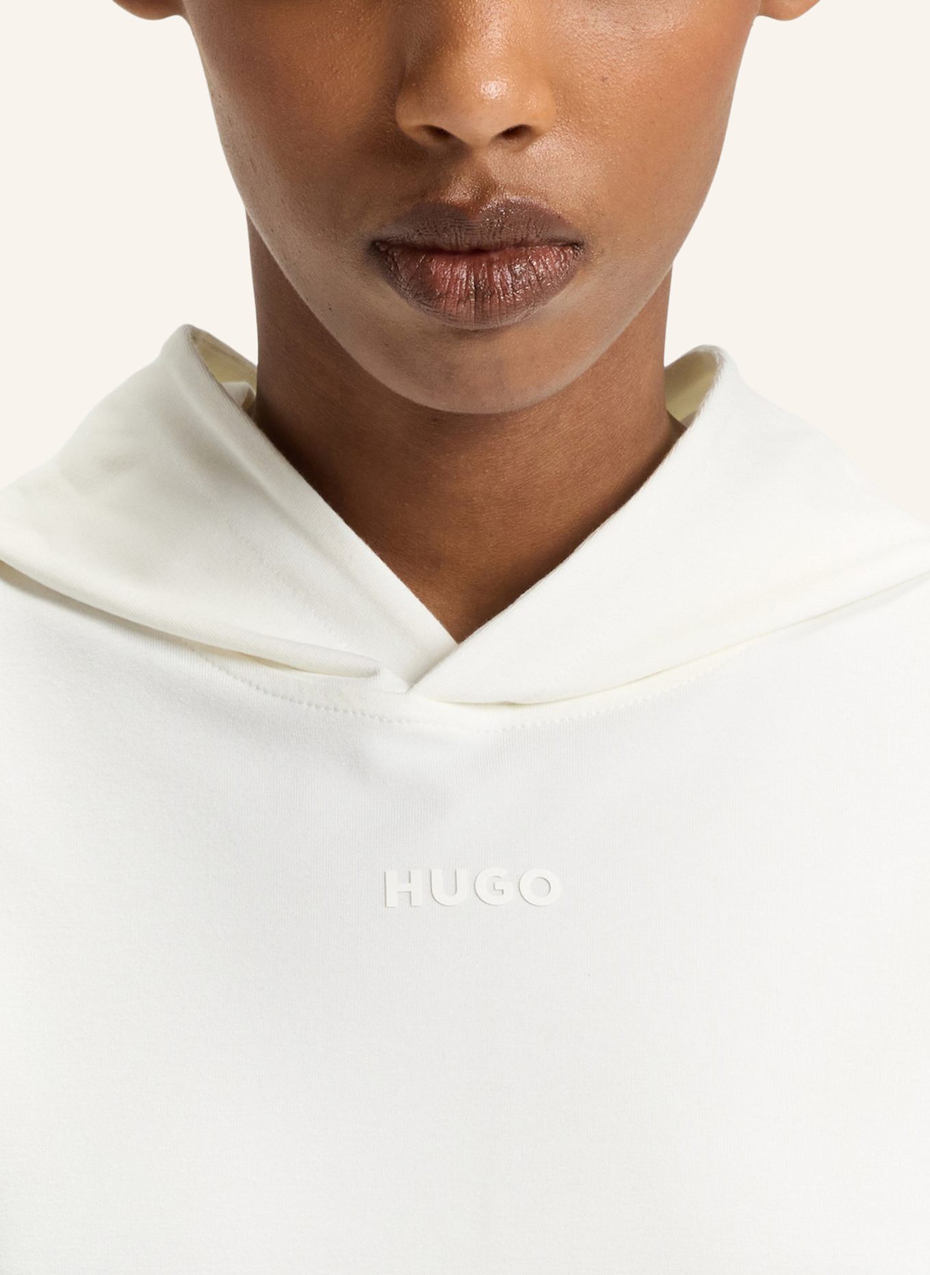 HUGO Loungewear Oberteil SHUFFLE_HOODIE Relaxed Fit: WEISS