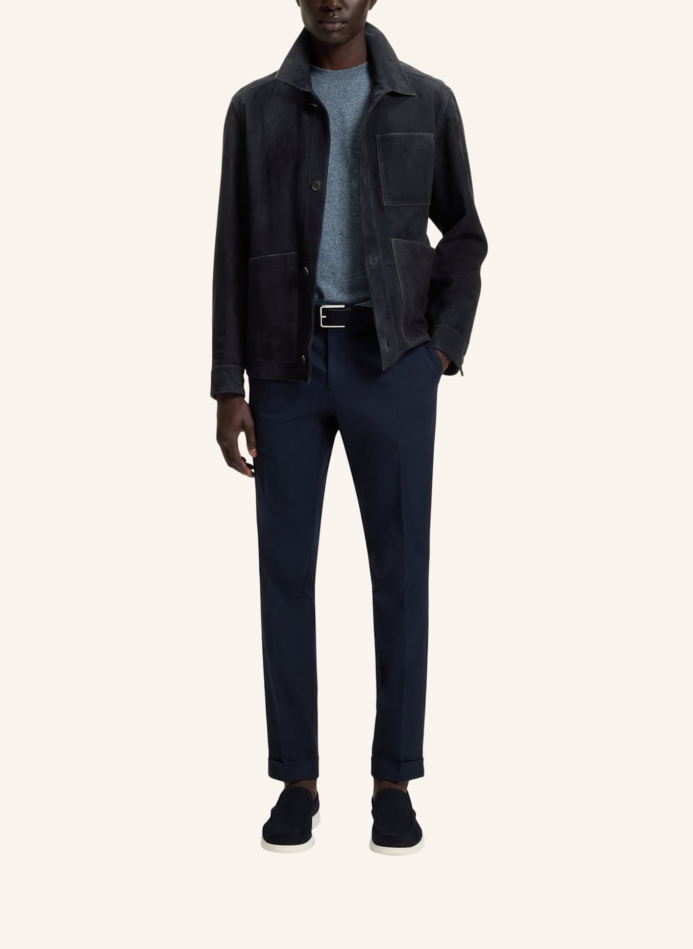 BOSS Lederjacke C-MARKUEDO Regular Fit: DUNKELBLAU