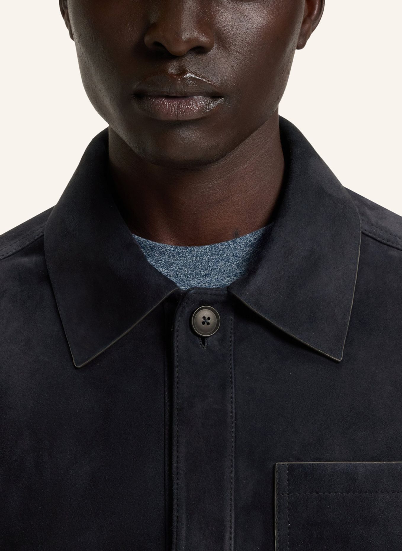 BOSS Lederjacke C-MARKUEDO Regular Fit: DUNKELBLAU