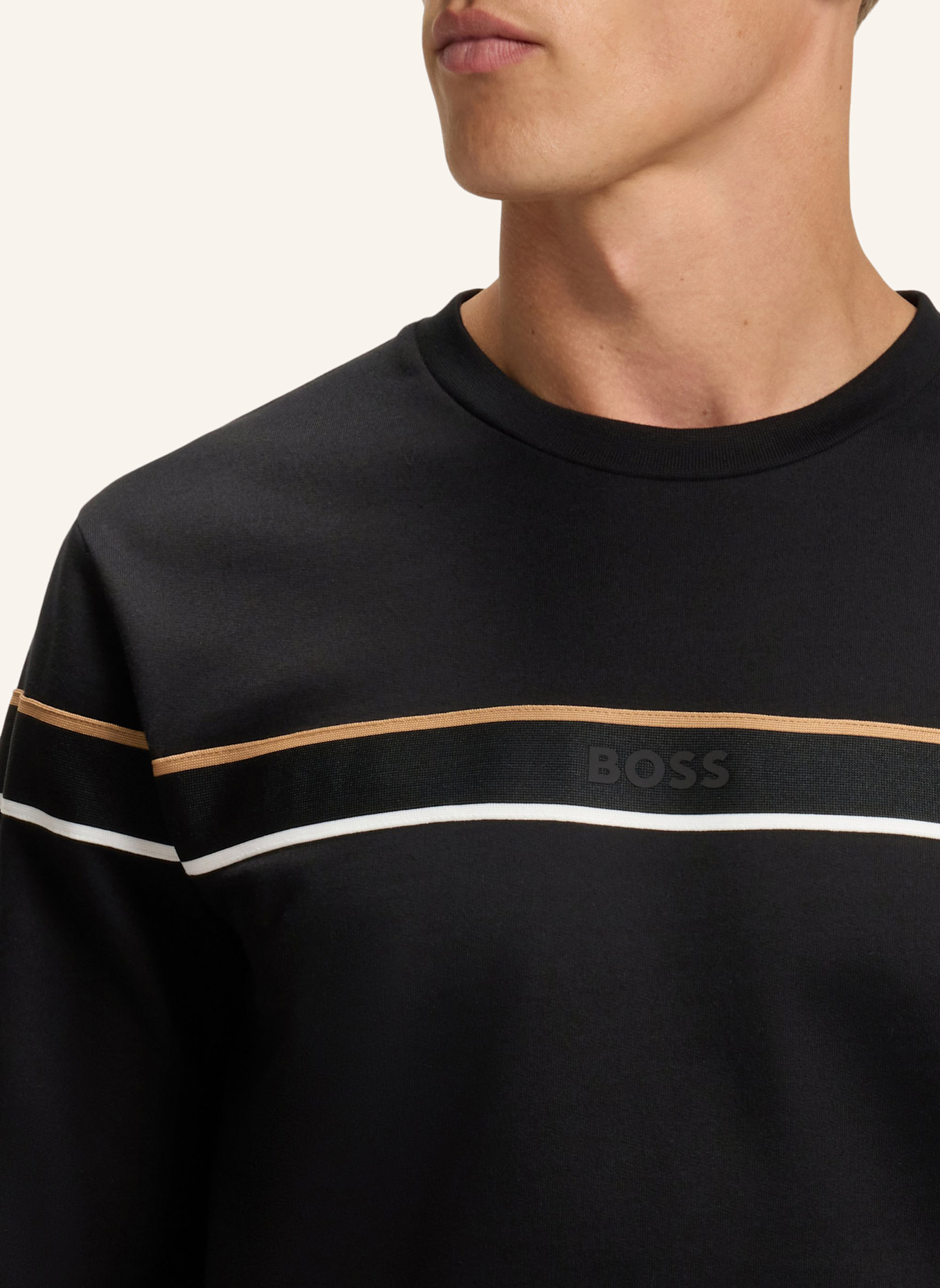 BOSS Loungewear Oberteil ICONIC SWEATSHIRT Regular Fit: SCHWARZ