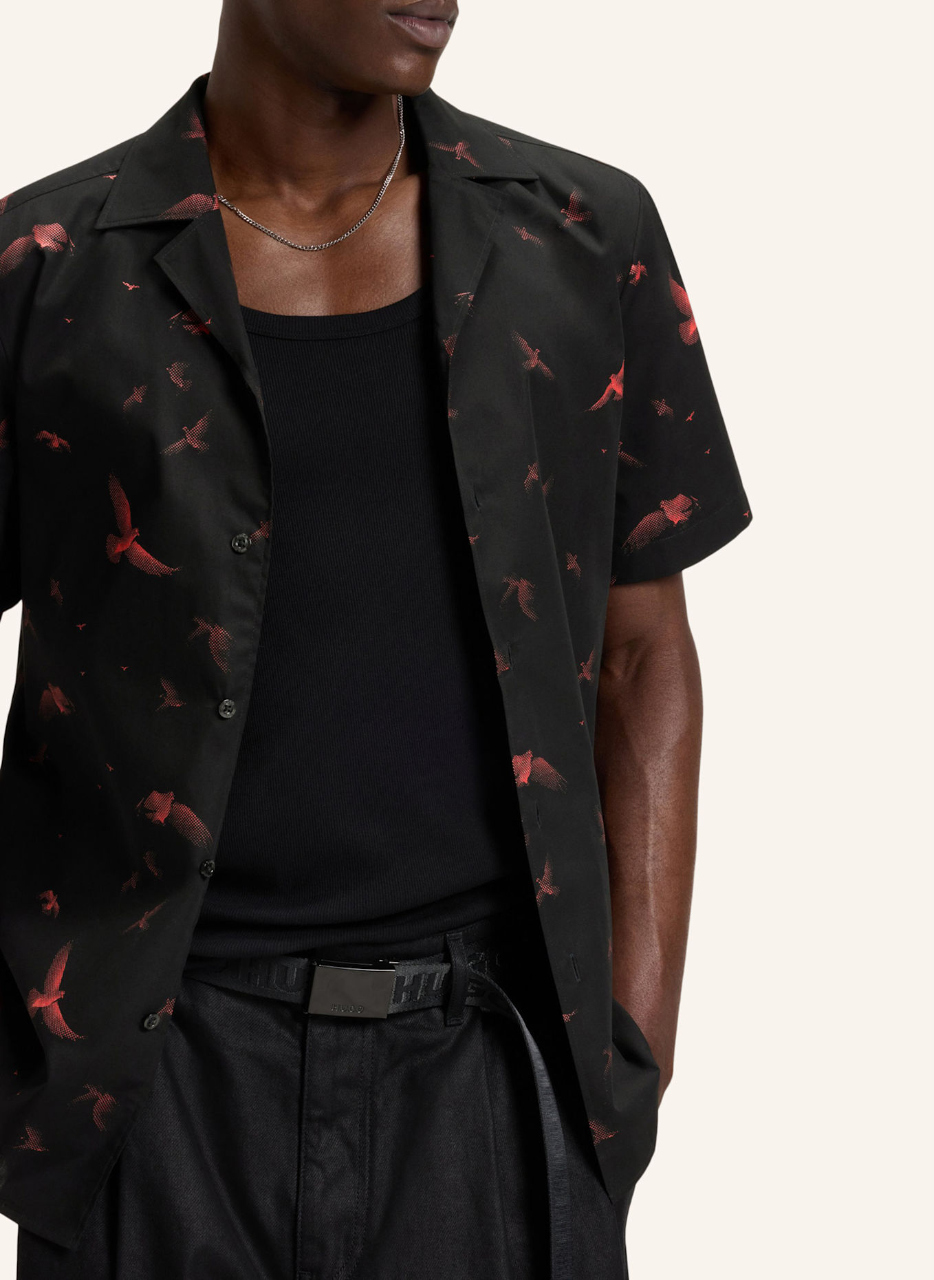 HUGO Business Hemd ELLINO Relaxed Fit: SCHWARZ