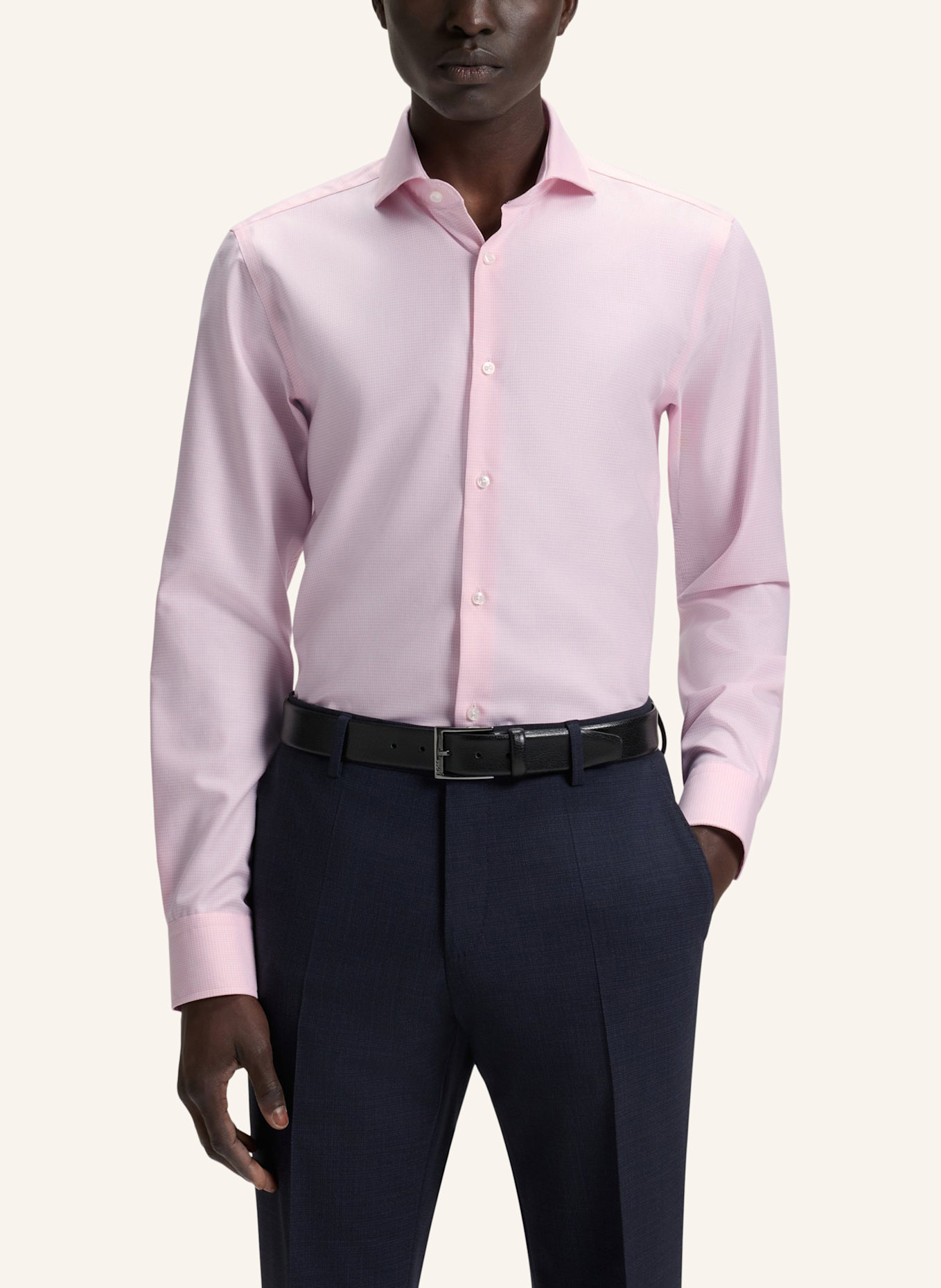 BOSS Business Hemd H-HANK-SPR-B1-C1-253 Slim Fit: HELLROSA