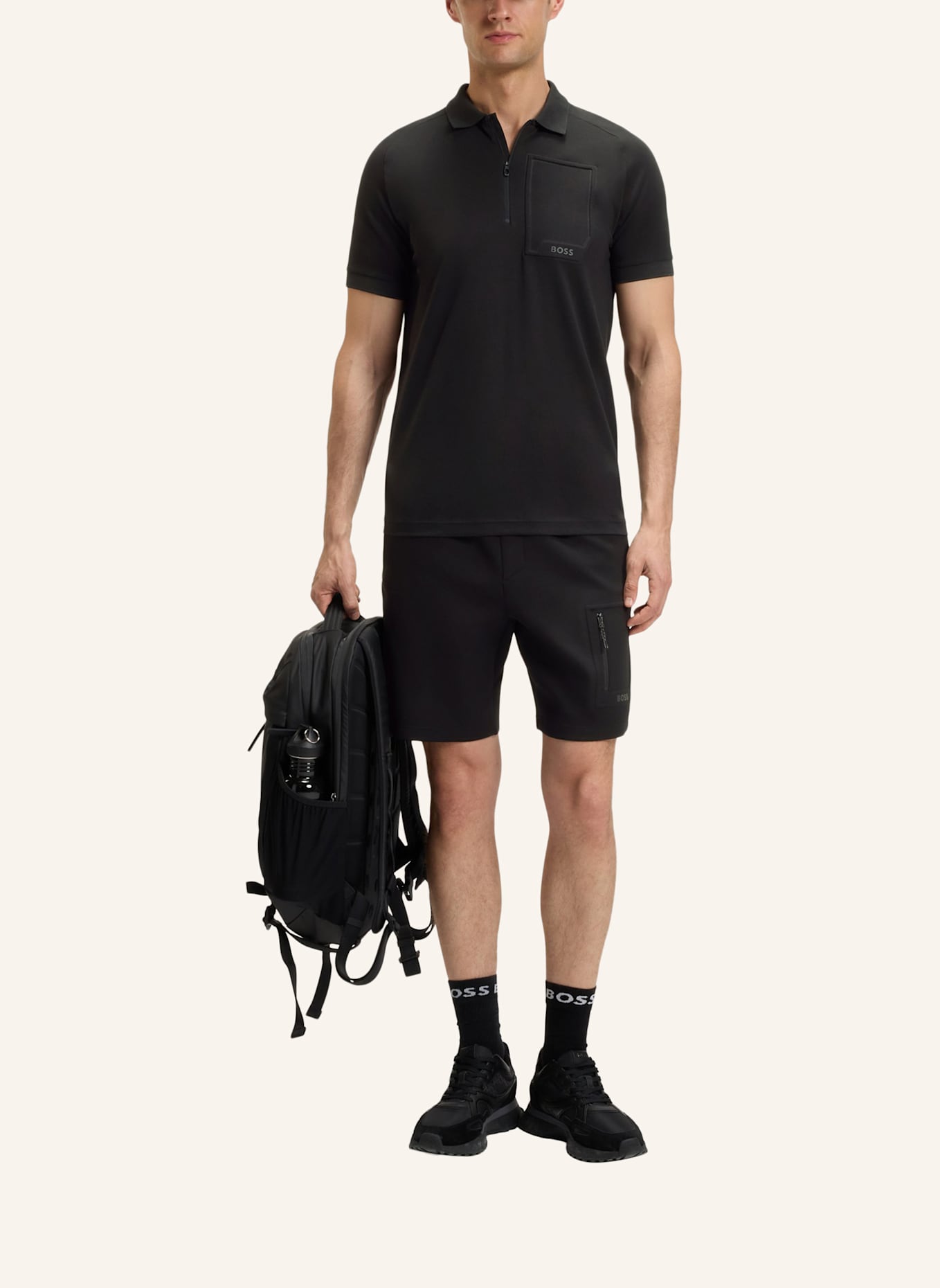 BOSS Poloshirt POLO URBAN TECH Regular Fit: SCHWARZ