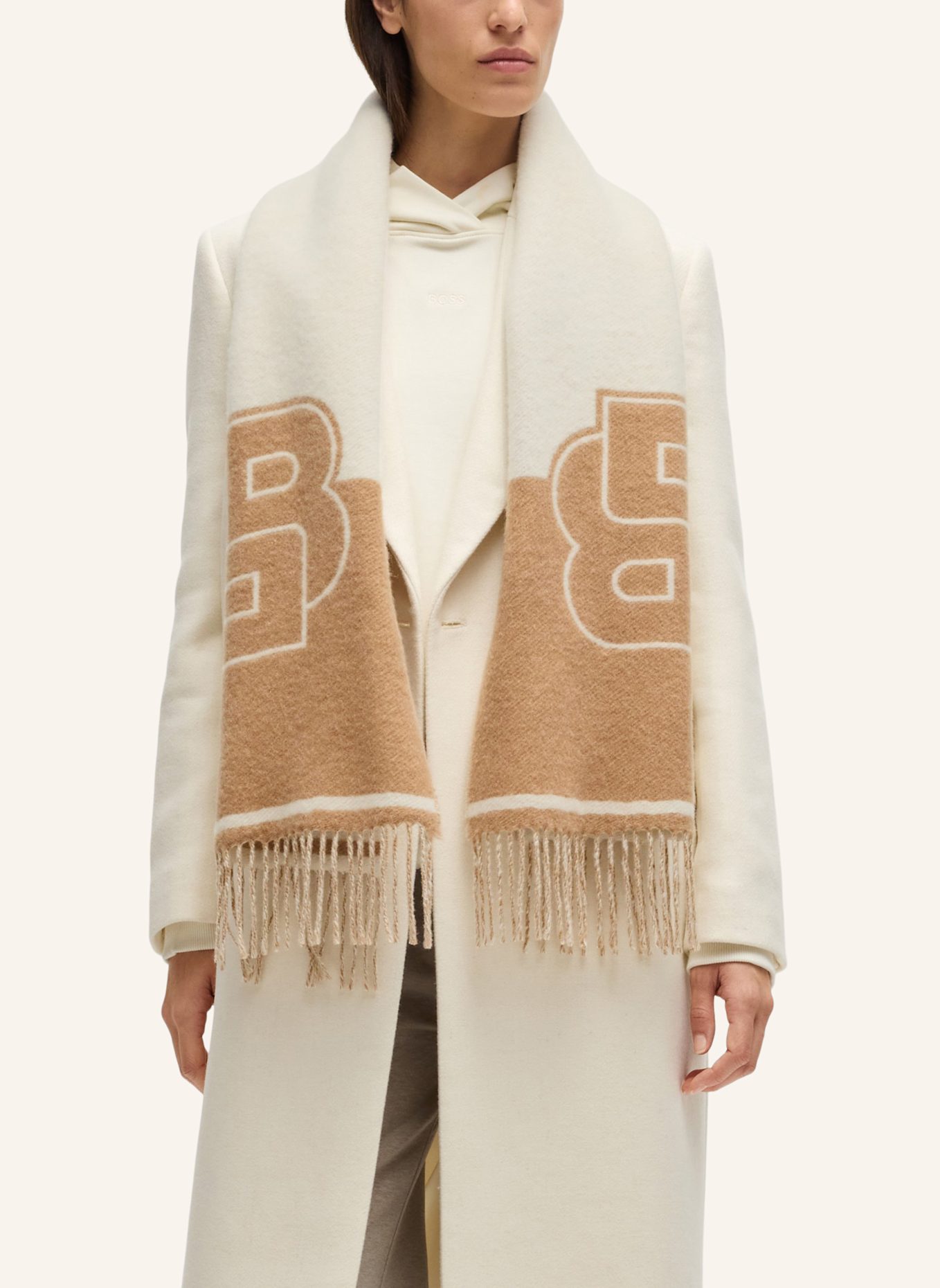 BOSS Gewebter Schal VIANNA_35*180: BEIGE