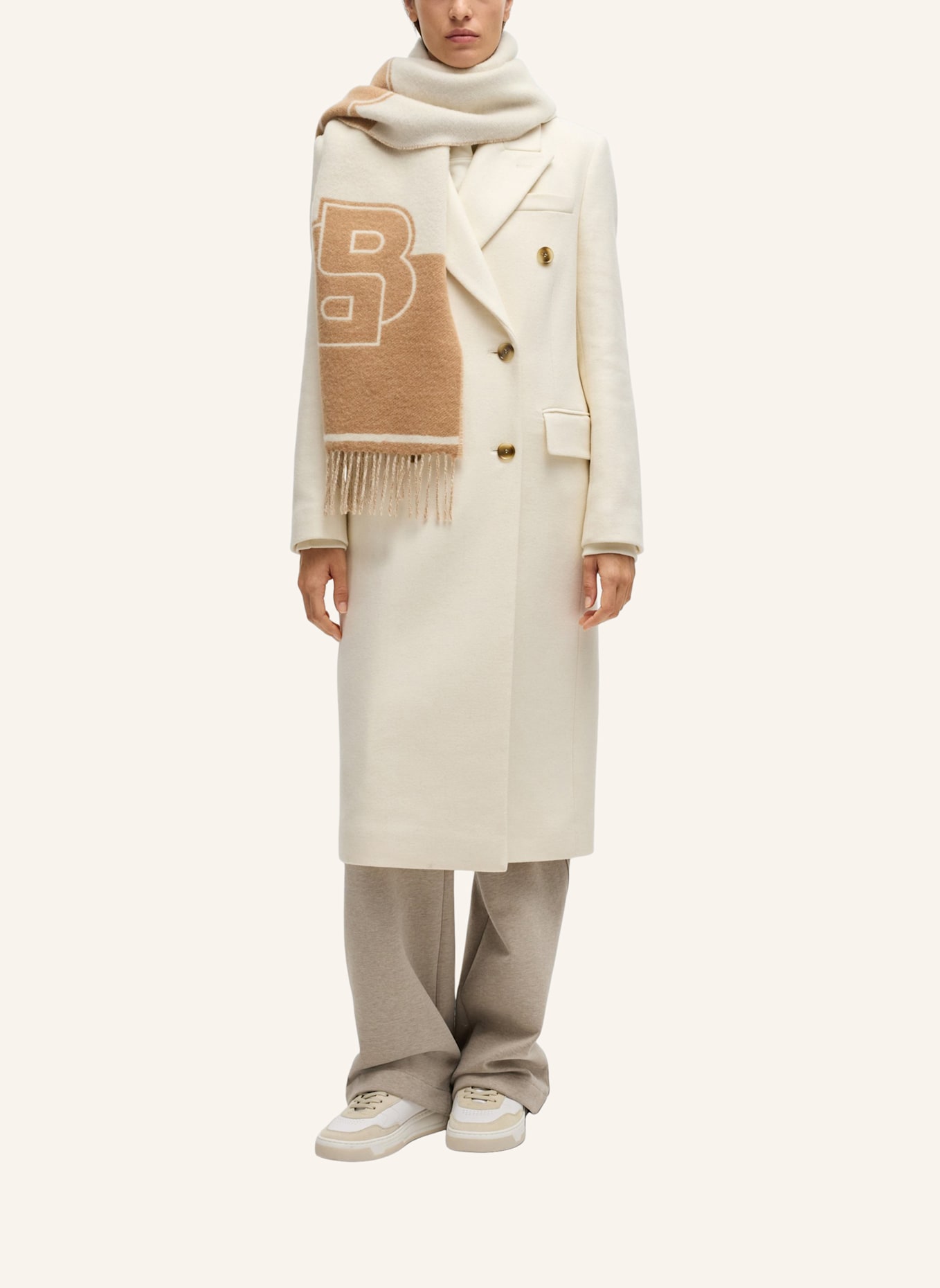 BOSS Gewebter Schal VIANNA_35*180: BEIGE