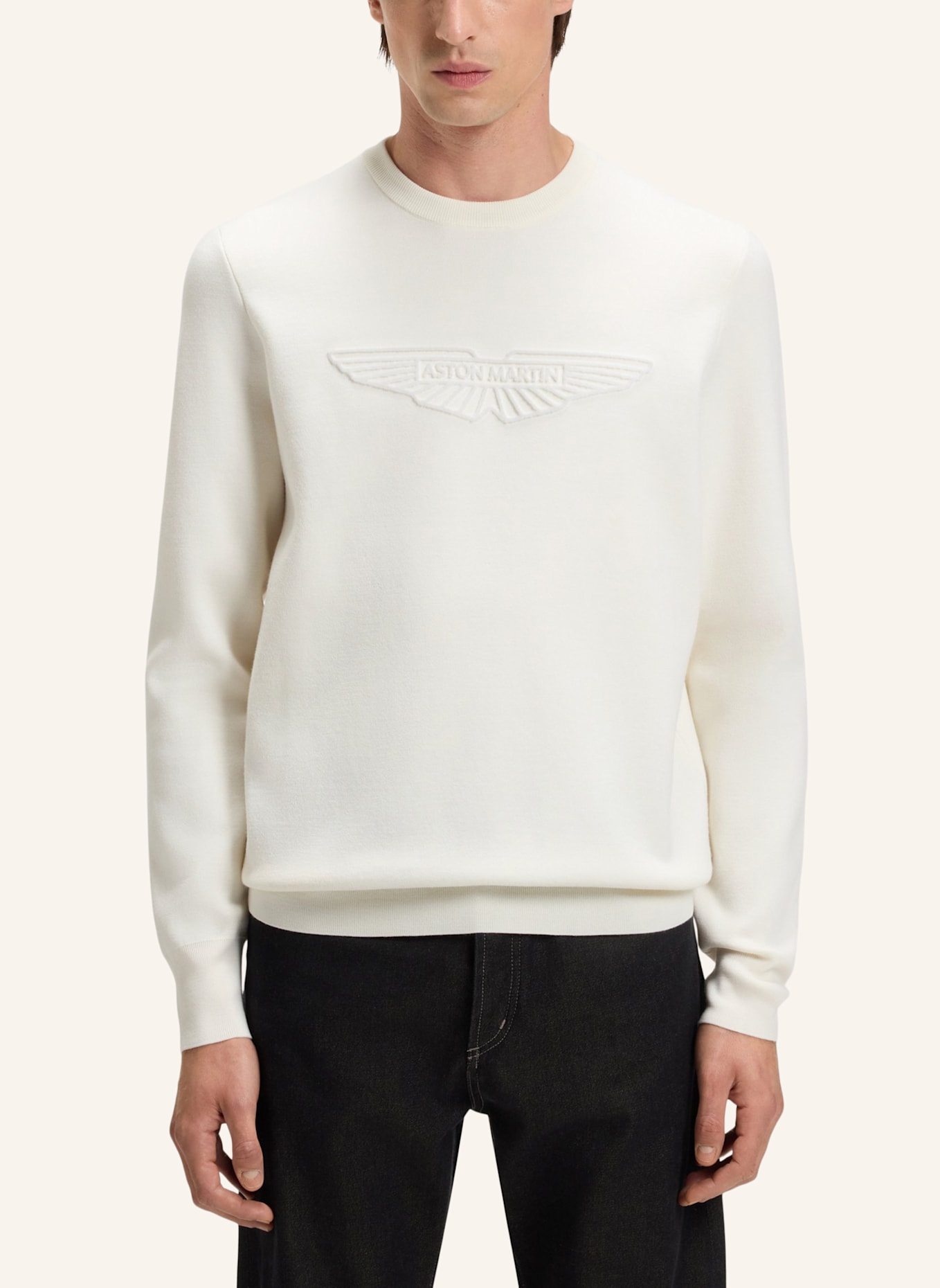 BOSS Pullover L-ELECTRICO_2_AM Regular Fit in weiss