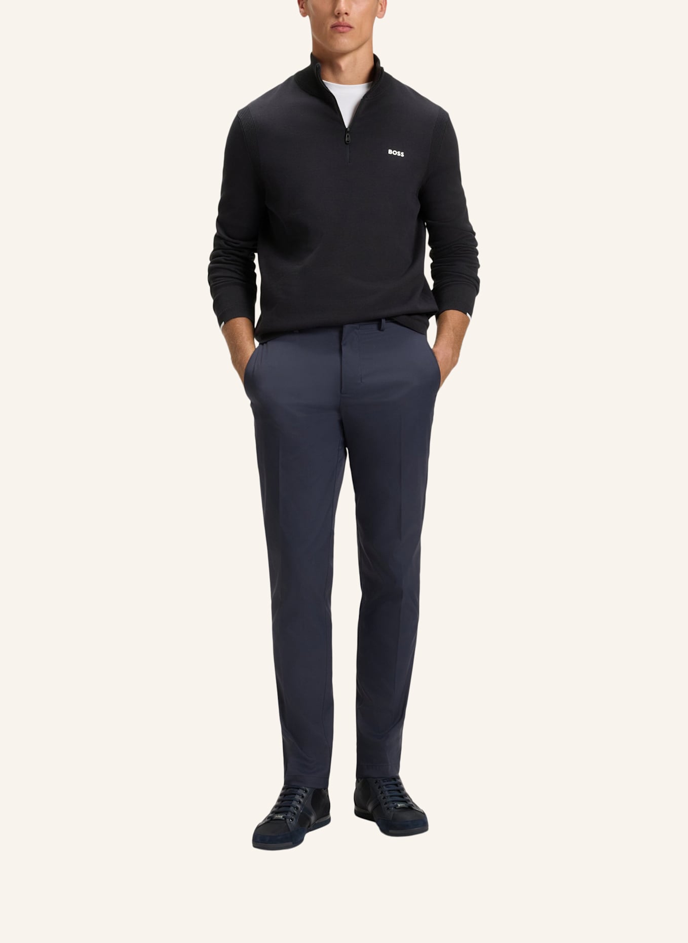 BOSS Pullover K_EVER-X QZ Regular Fit: DUNKELBLAU