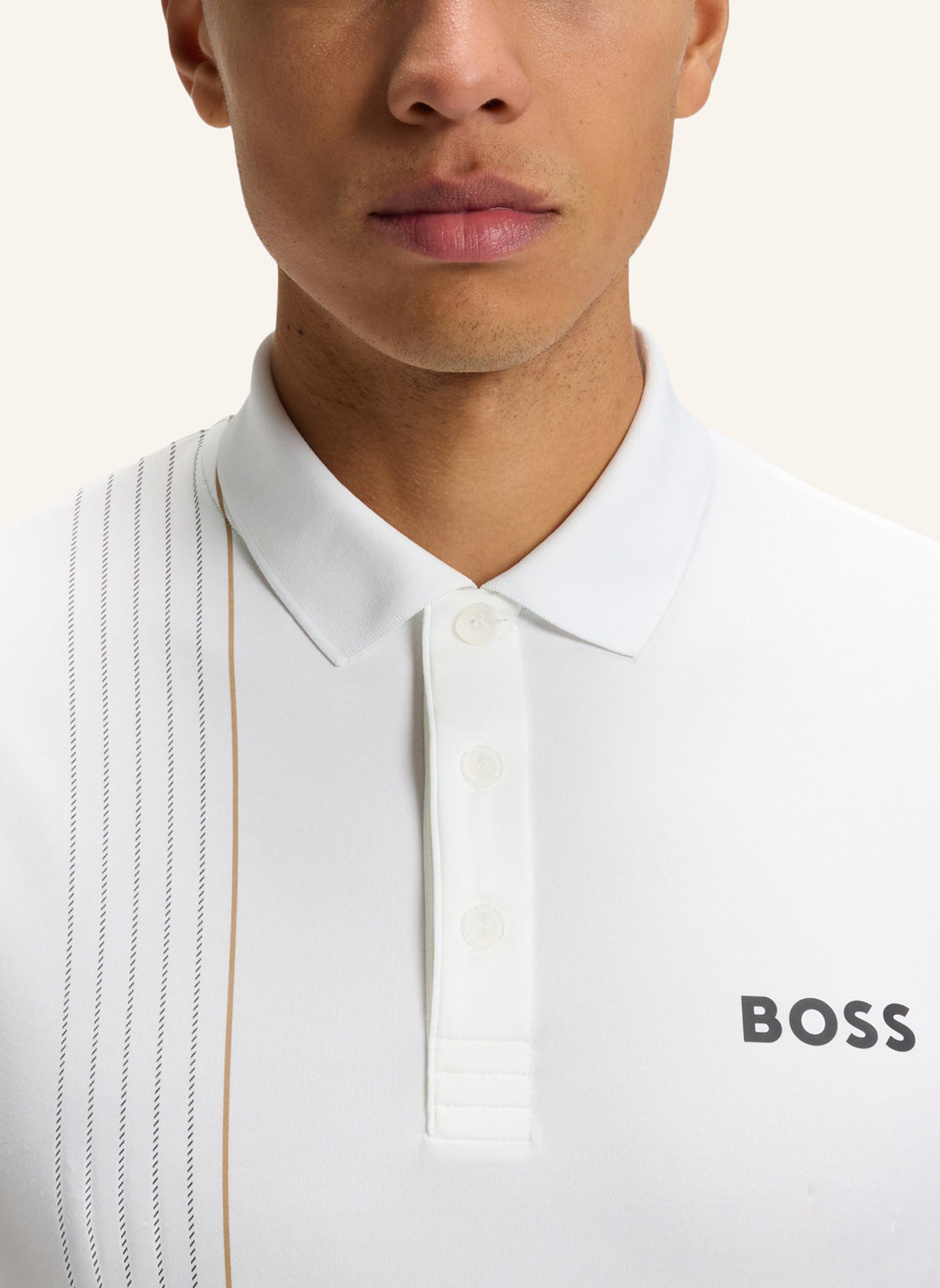 BOSS Poloshirt POLO CHECK TOC Slim Fit: WEISS