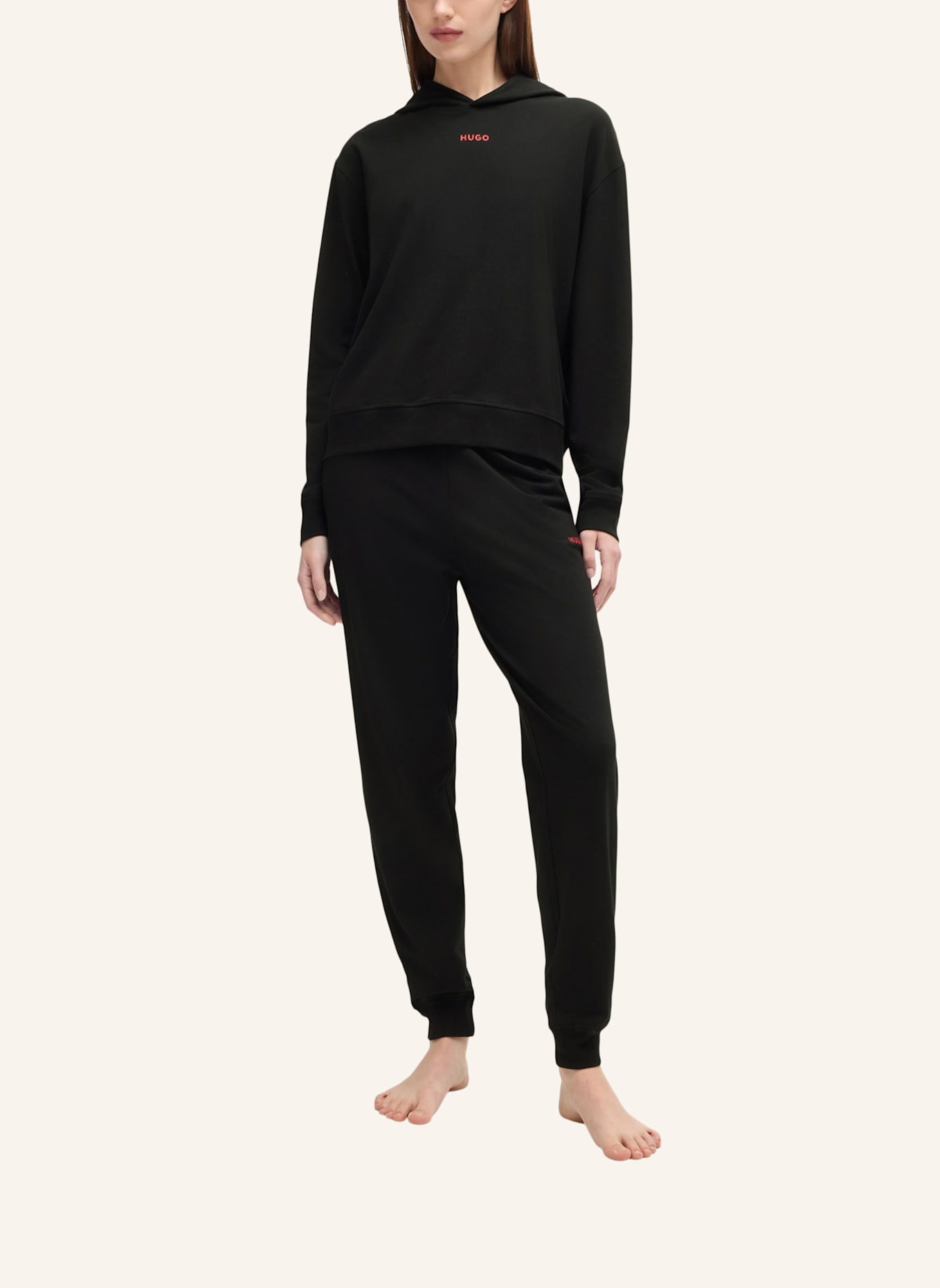 HUGO Loungewear Oberteil SHUFFLE_HOODIE Relaxed Fit: SCHWARZ