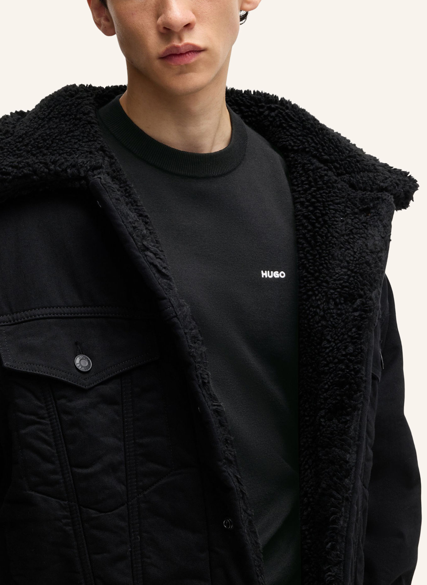 HUGO Pullover SAN CUDO-1 Regular Fit: SCHWARZ