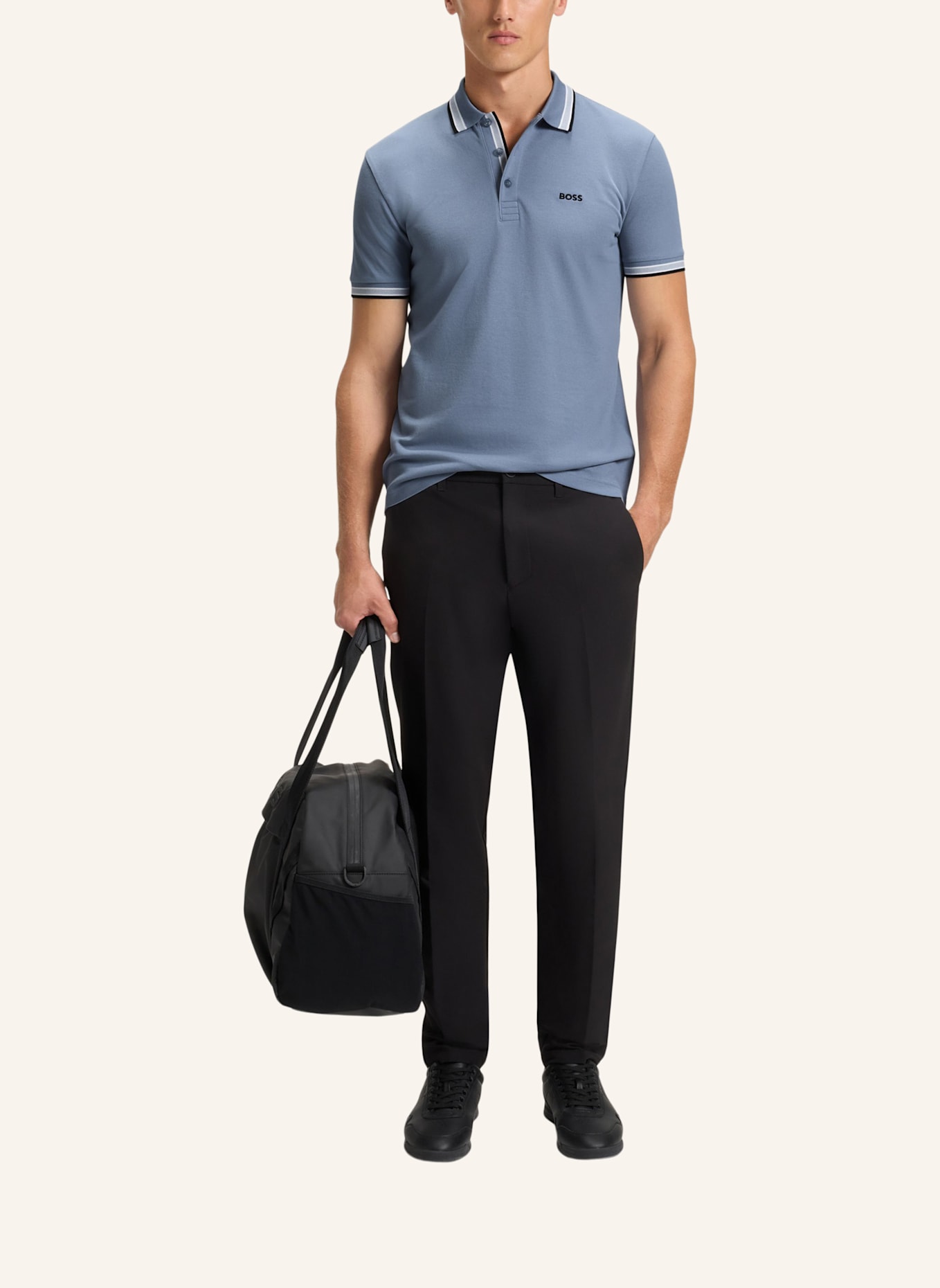 BOSS Piqué-Poloshirt PADDY CURVED Regular Fit: BLAU