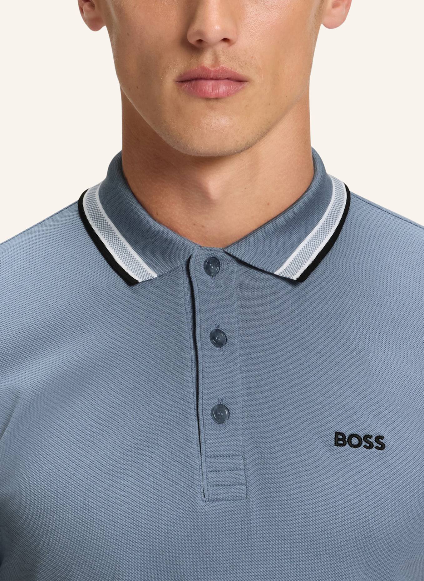 BOSS Piqué-Poloshirt PADDY CURVED Regular Fit: BLAU