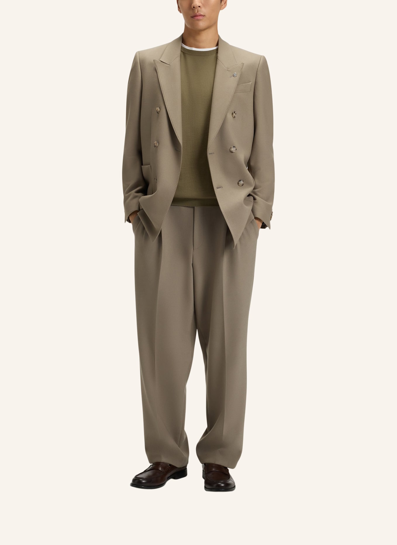 BOSS Pullover LENO: BRAUN