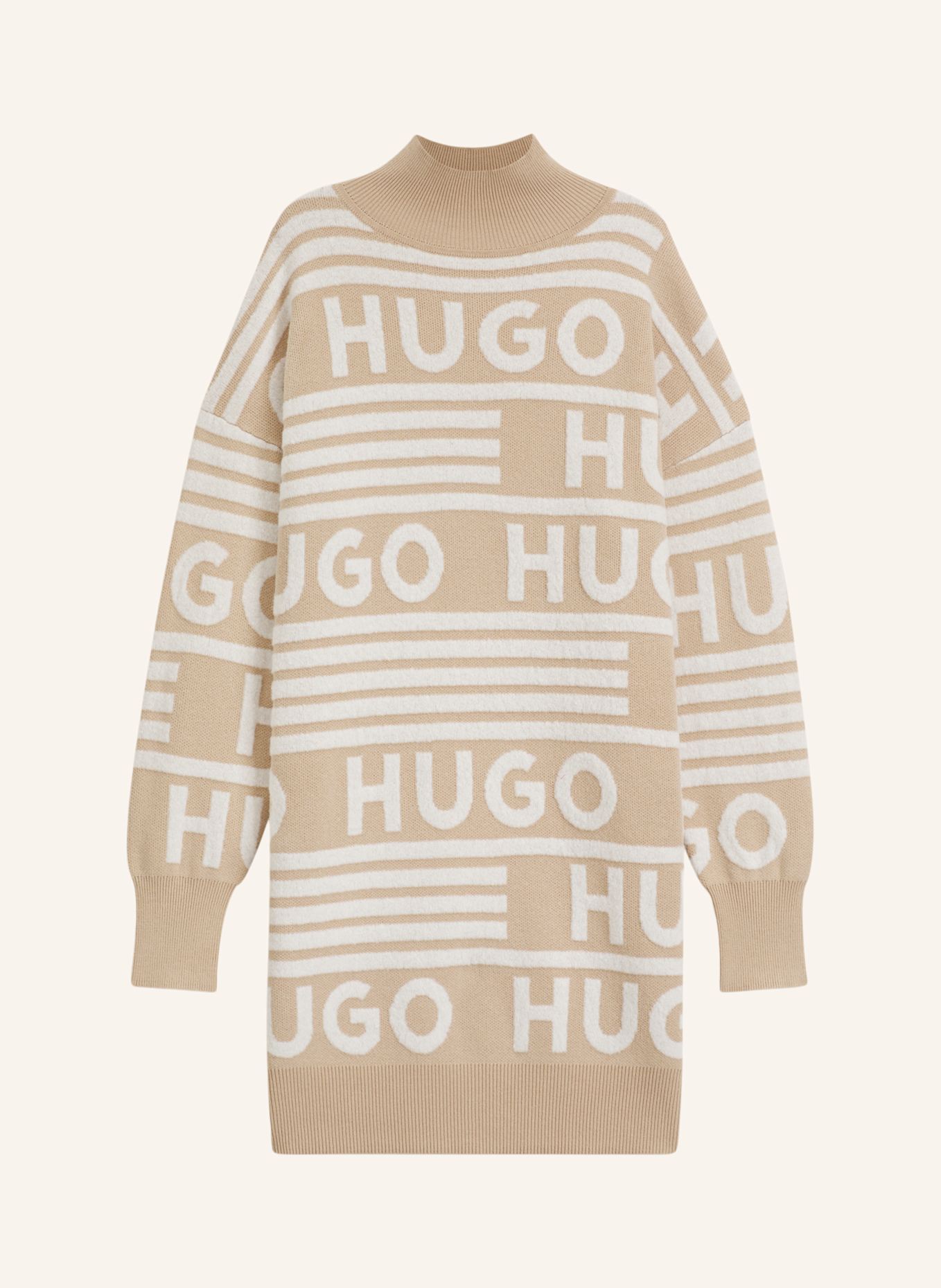 HUGO Gestricktes Kleid SISMINY Oversize Fit: BEIGE