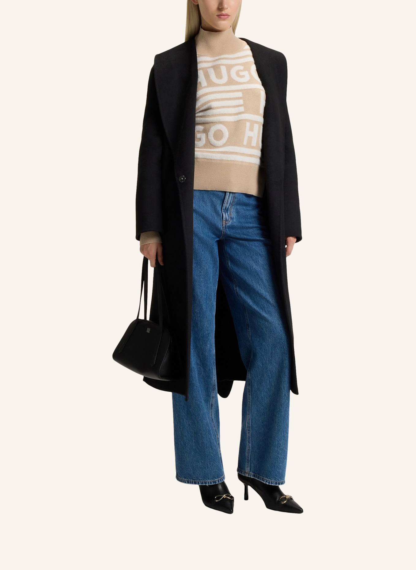 HUGO Pullover SISMINA Oversize Fit: BEIGE