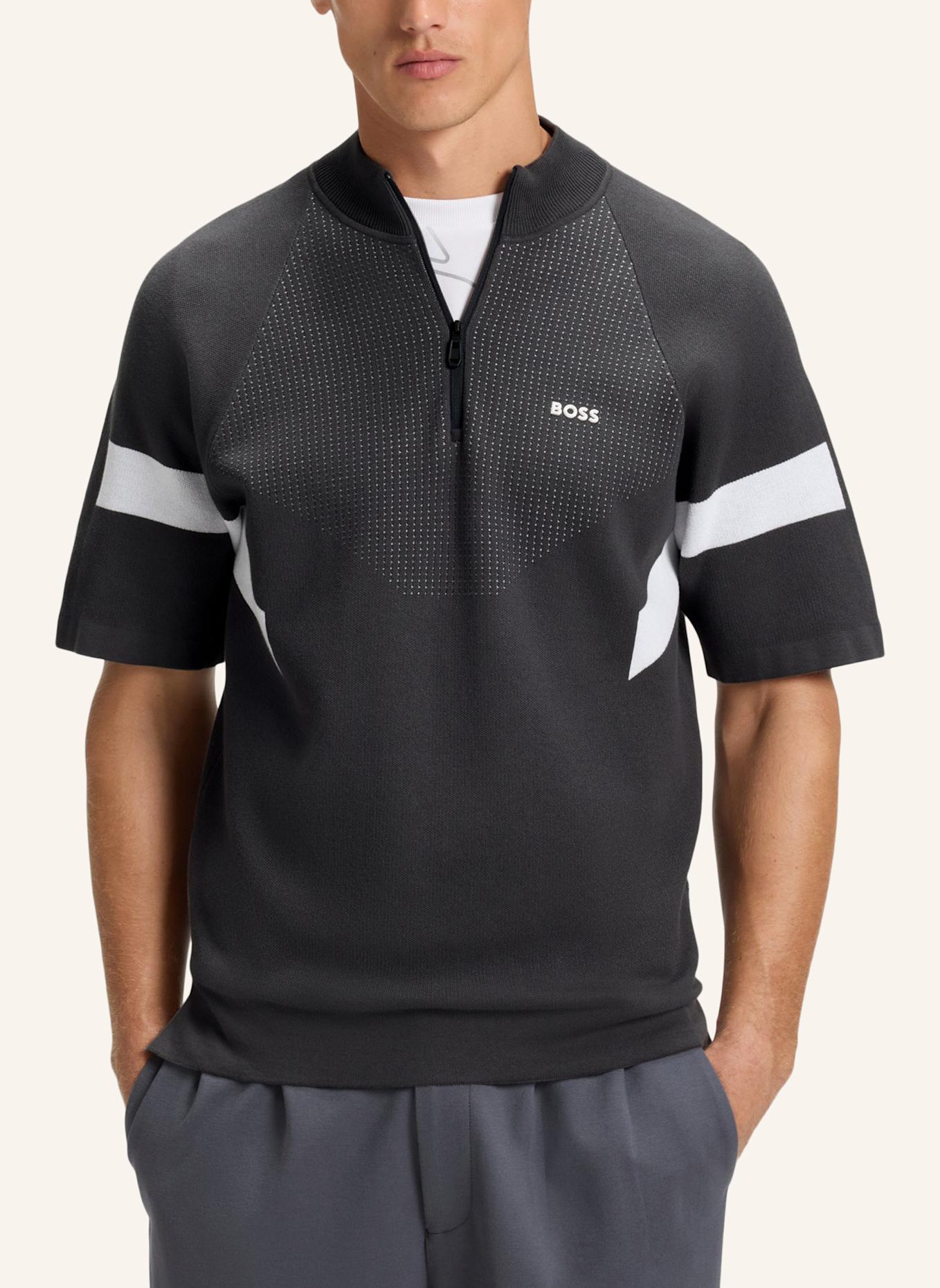 BOSS Pullover K_TENNIS RETRO QZ Relaxed Fit: DUNKELGRAU