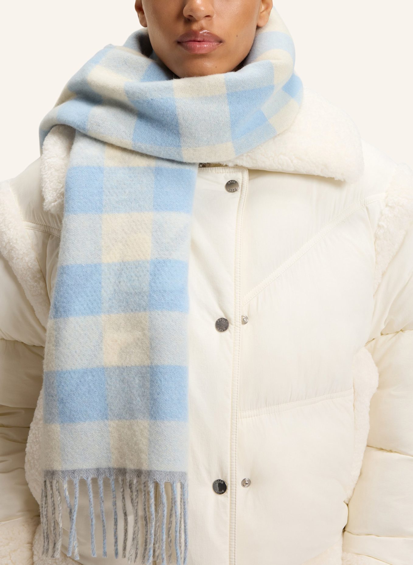 BOSS Gewebter Schal CECY_28*196: HELLGRAU