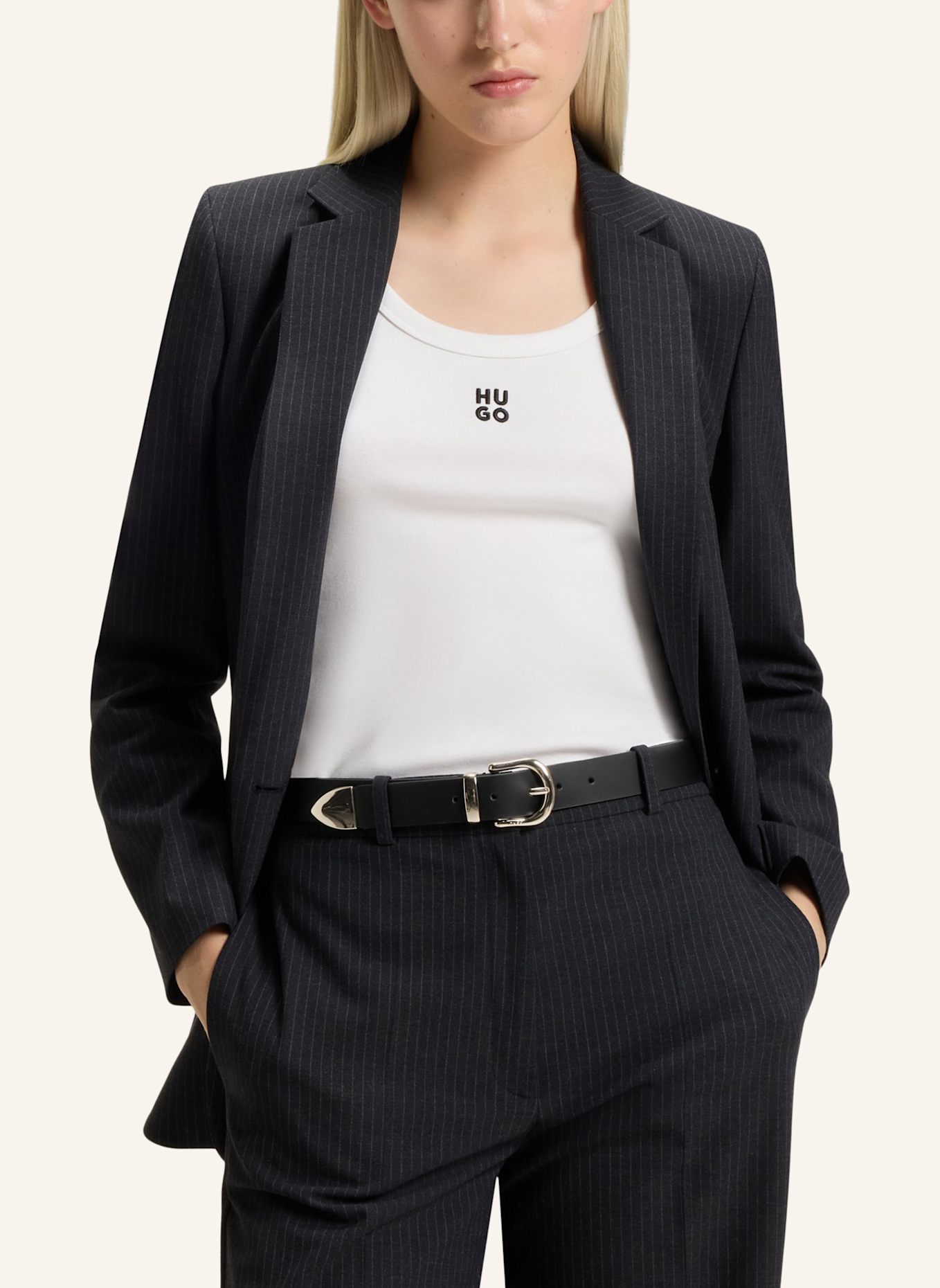 HUGO Casual Gürtel NORA_TRI_SZ30: SCHWARZ