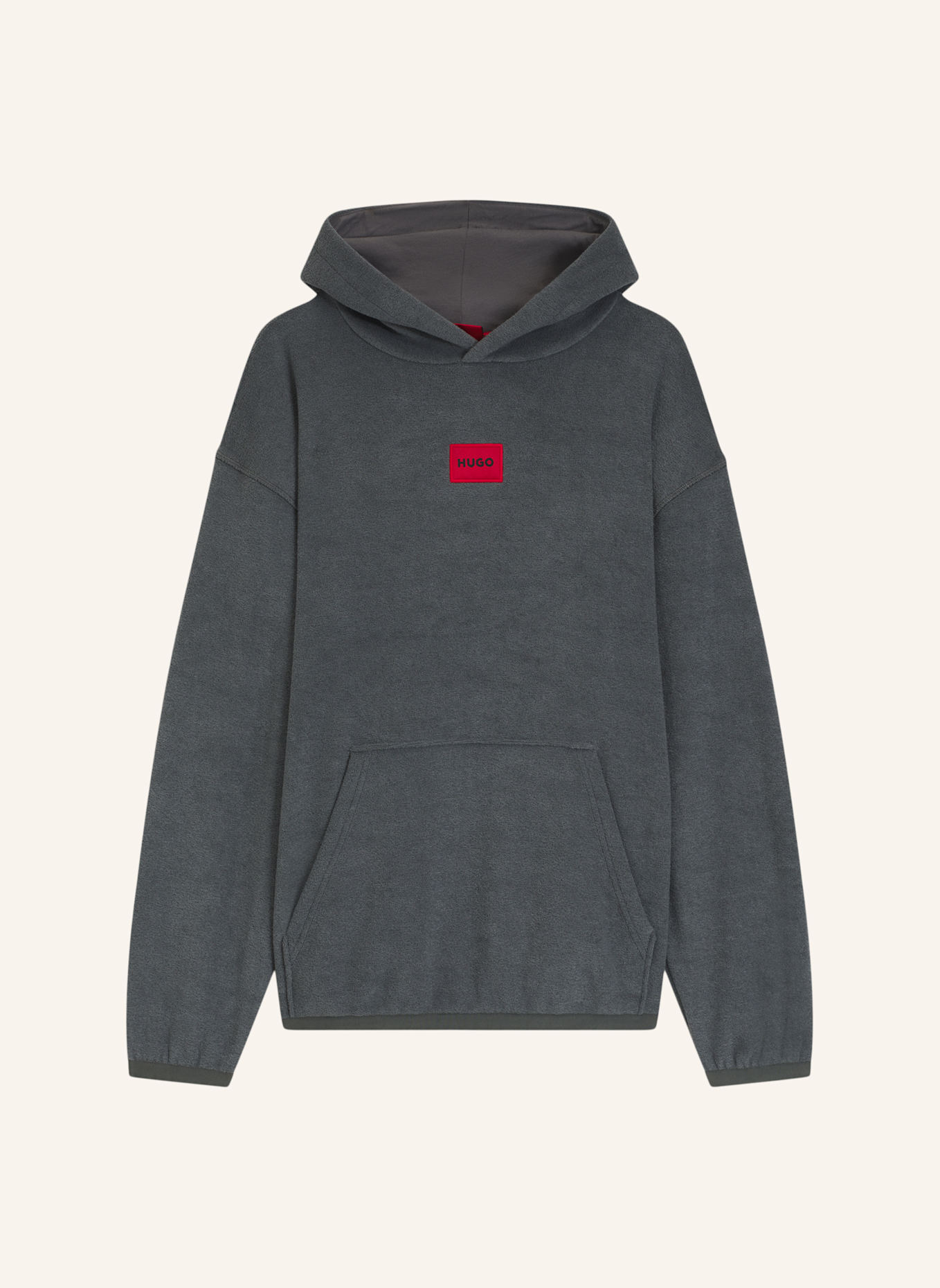 HUGO Loungewear Oberteil TERRY HOODIE Relaxed Fit: DUNKELGRAU