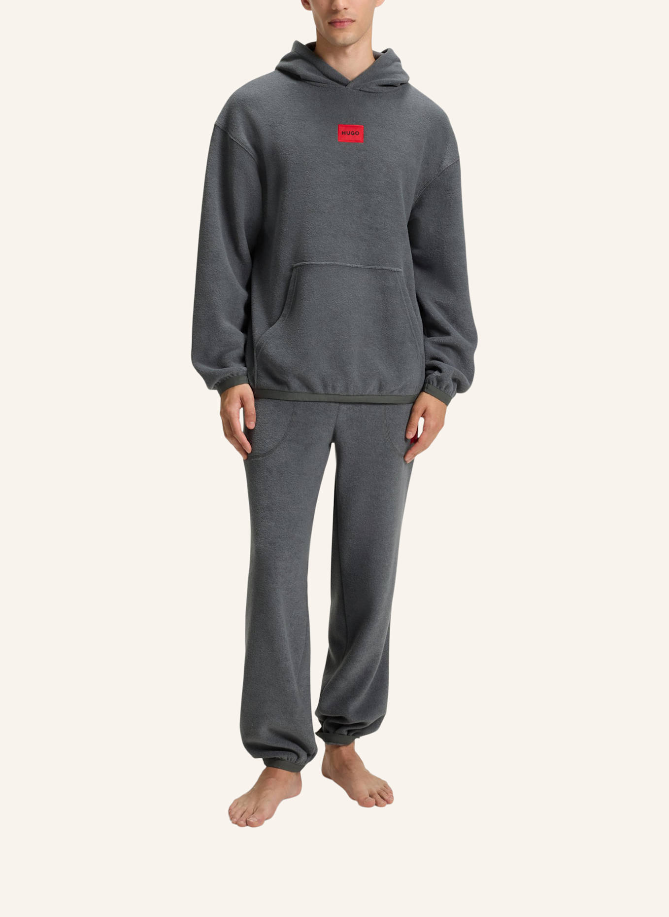 HUGO Loungewear Oberteil TERRY HOODIE Relaxed Fit: DUNKELGRAU