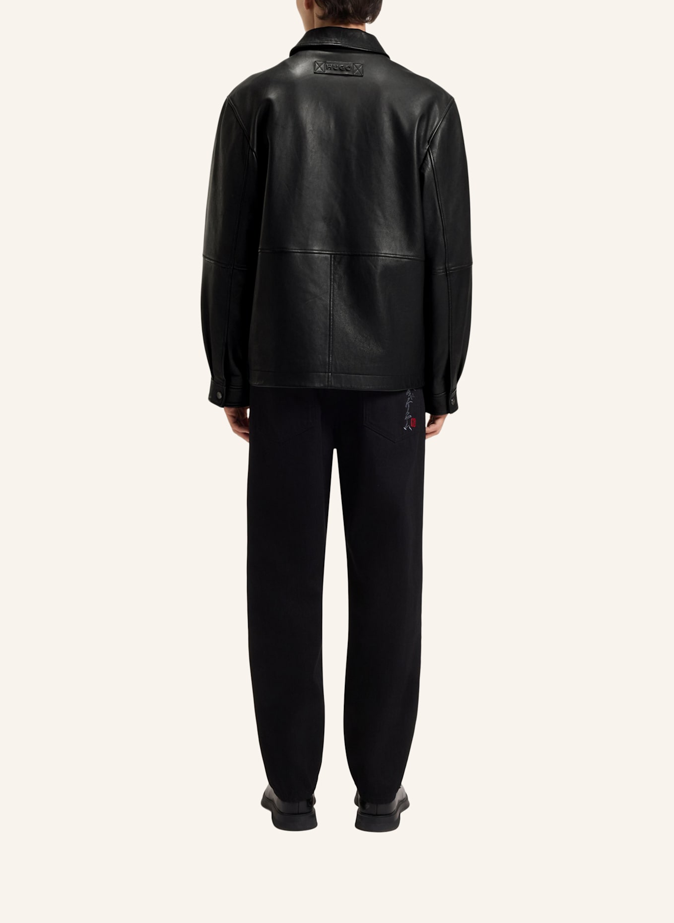 HUGO Lederjacke LEMNI Regular Fit: SCHWARZ