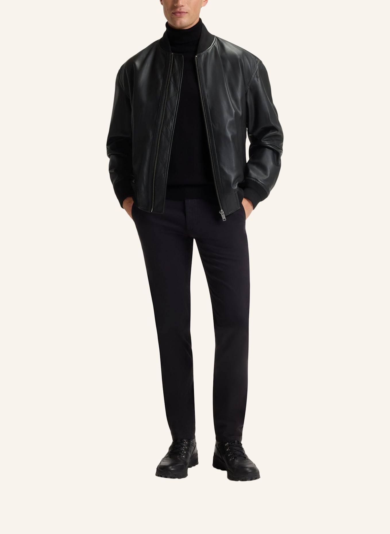 BOSS Lederblouson JOBRICE: SCHWARZ
