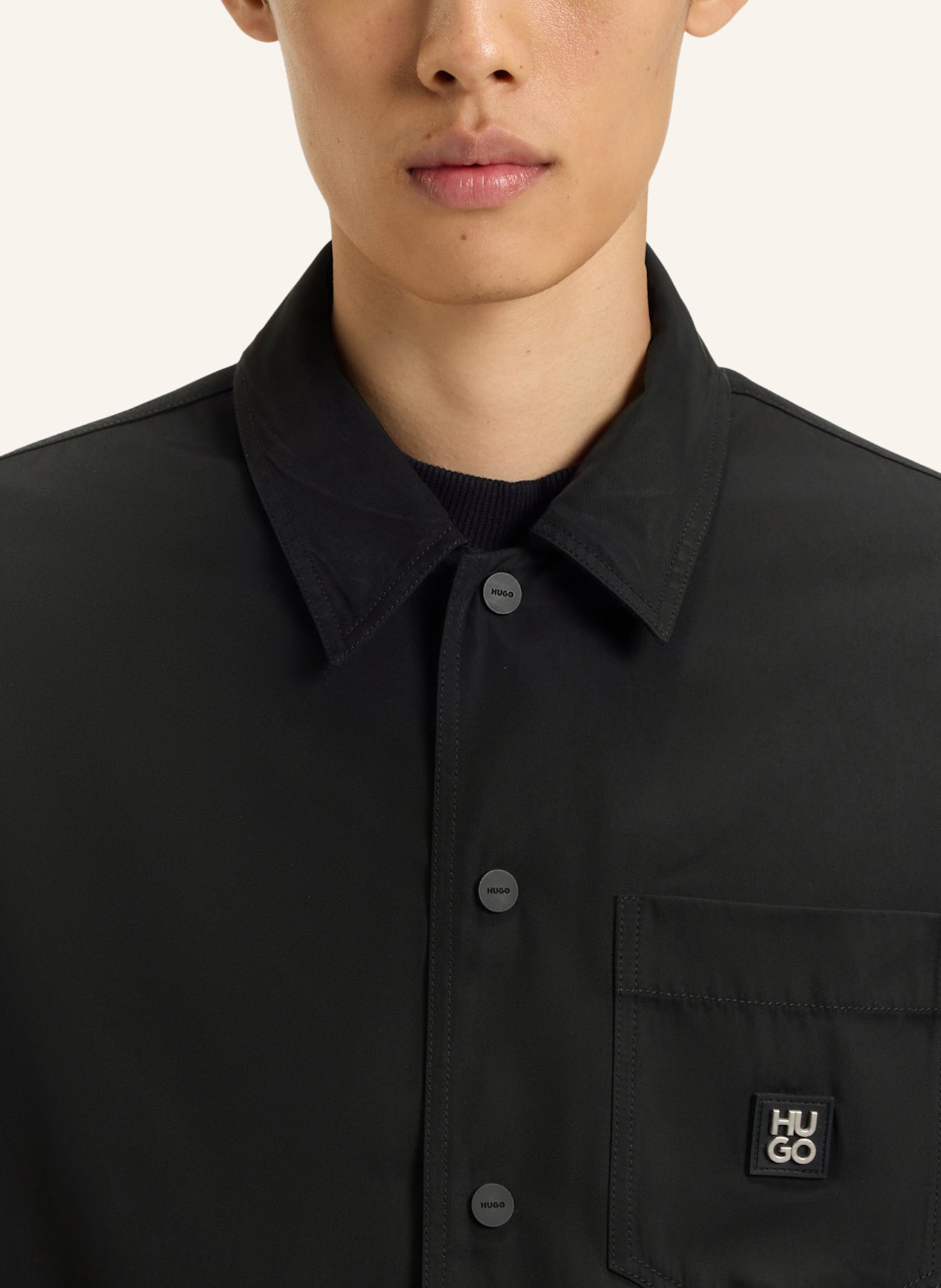 HUGO Business Hemd ENASO Oversize Fit: SCHWARZ