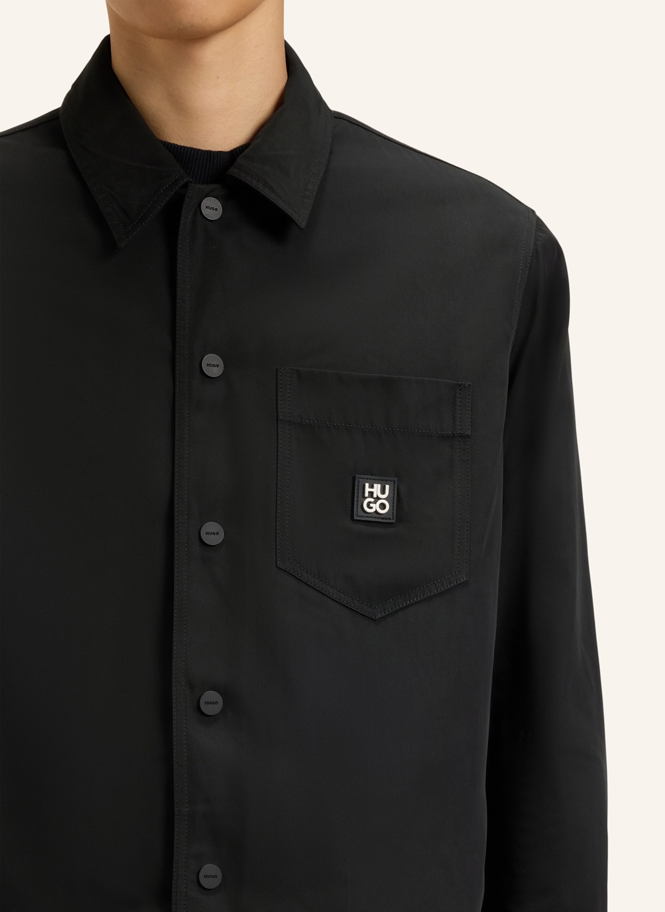 HUGO Business Hemd ENASO Oversize Fit: SCHWARZ