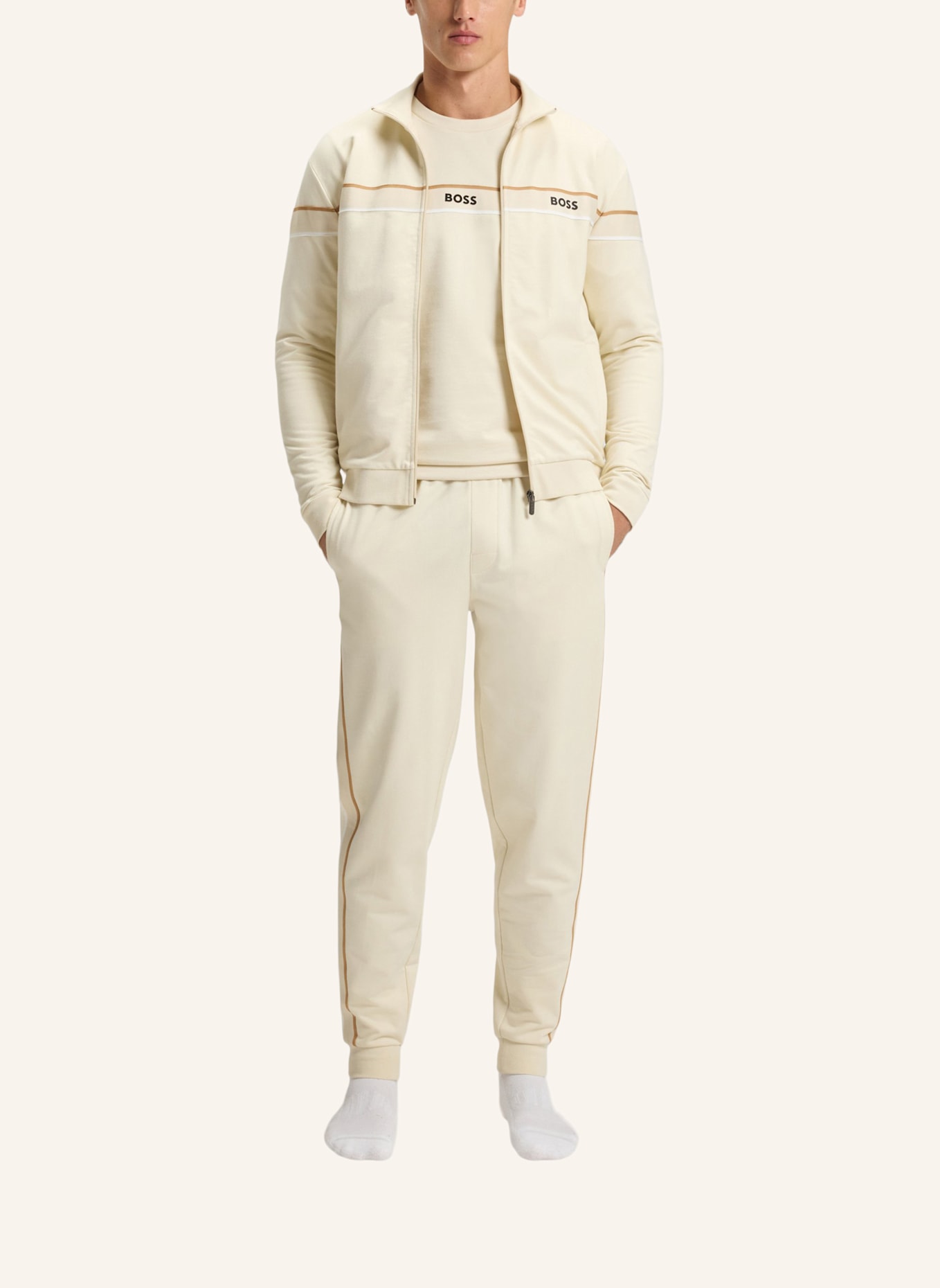 BOSS Loungewear Jacke ICONIC JACKET ZIP Regular Fit: WEISS