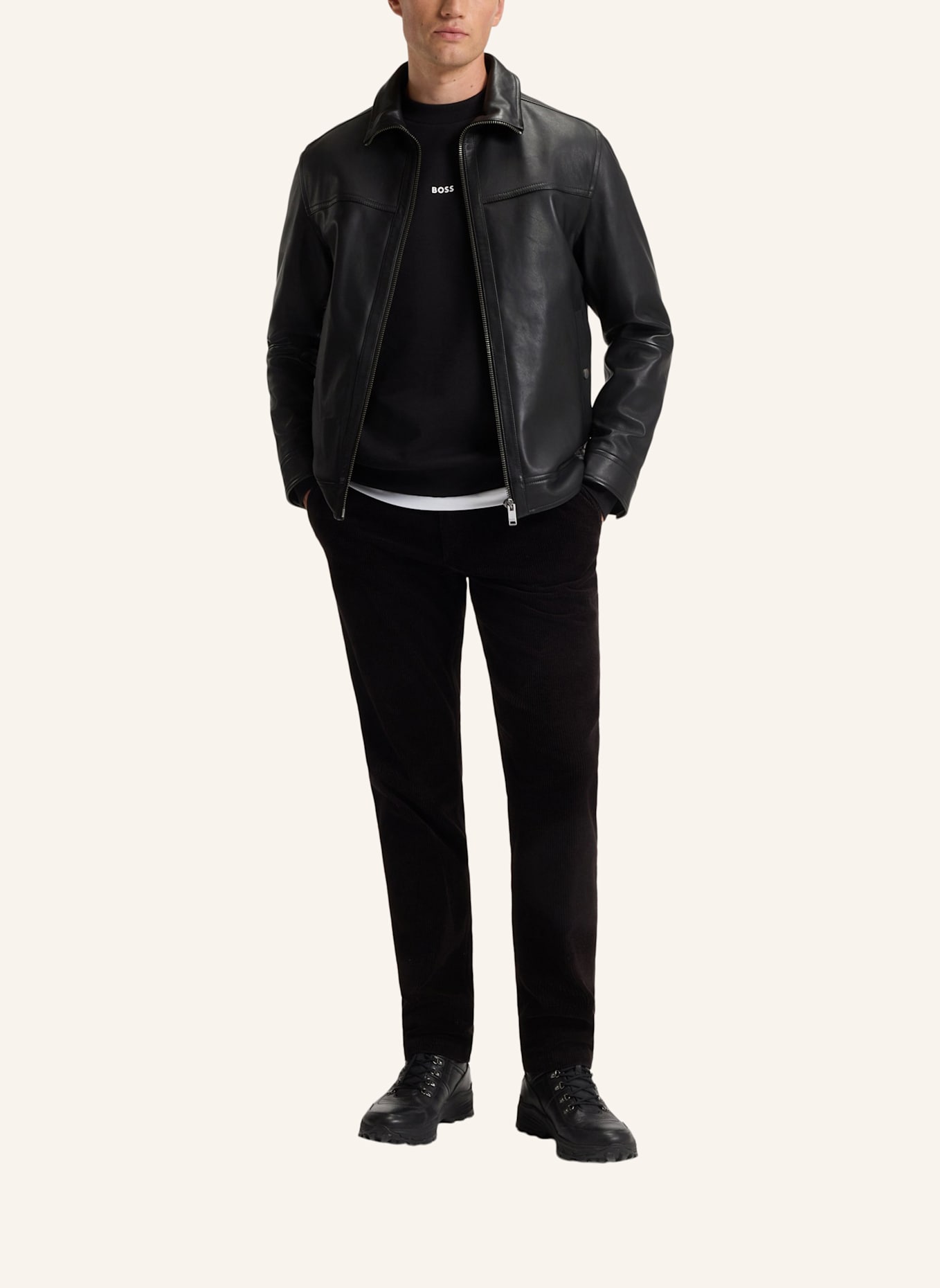 BOSS Lederjacke JOREST: SCHWARZ