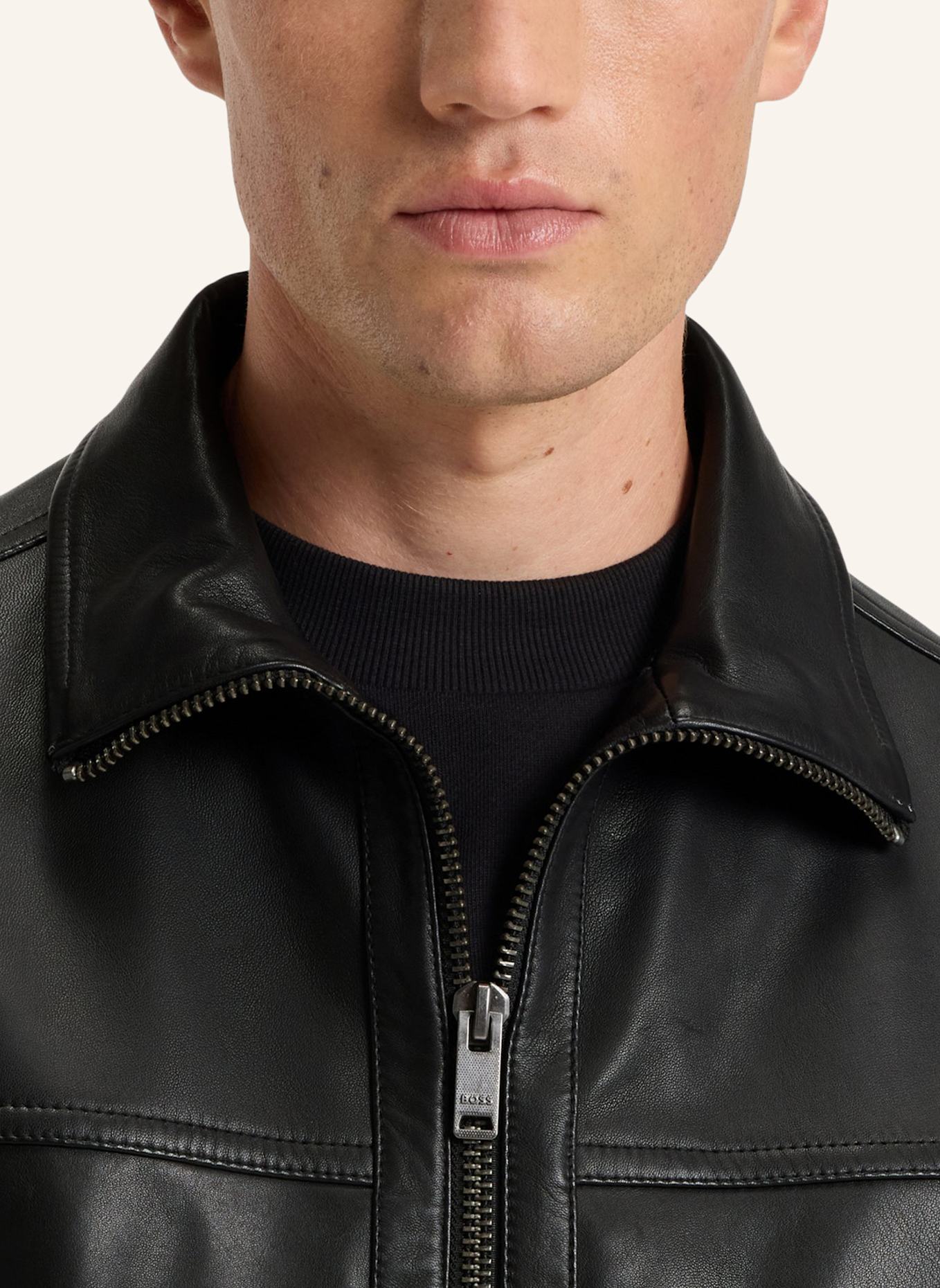 BOSS Lederjacke JOREST: SCHWARZ