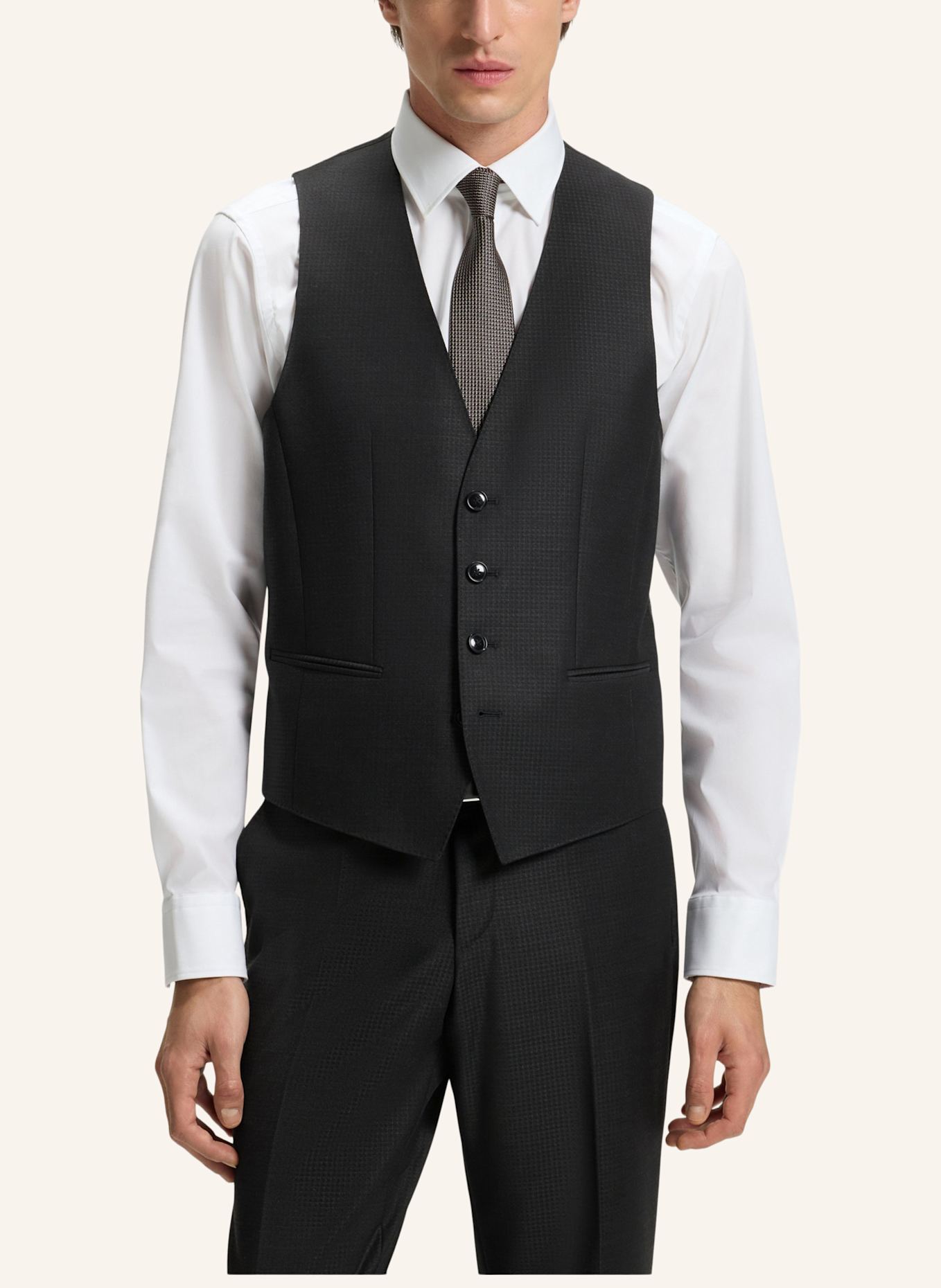 BOSS Business Anzug H-HUGE-3PCS-253 Slim Fit: SCHWARZ