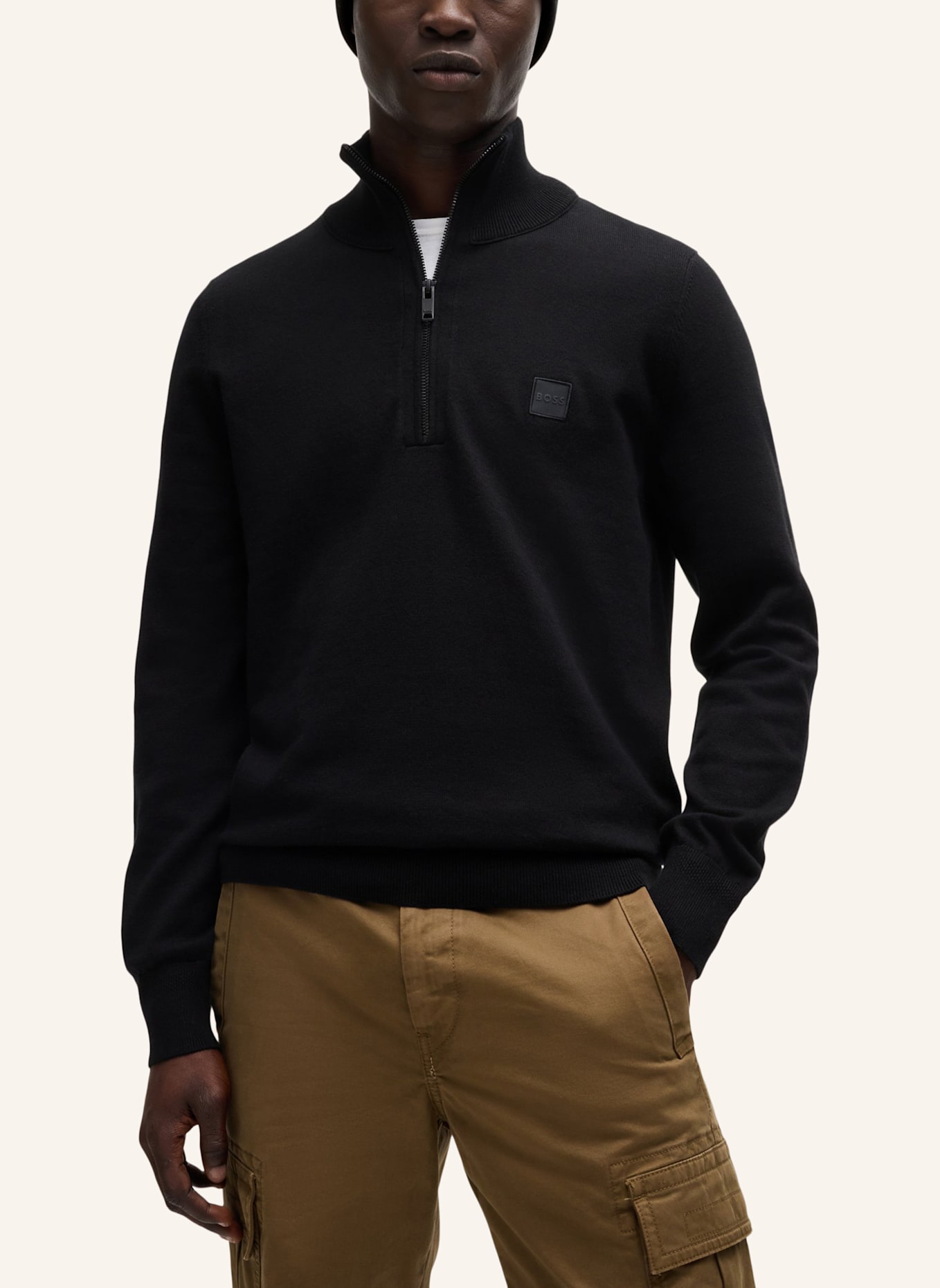 BOSS Strickmütze FANTASTICO_R_HAT: SCHWARZ