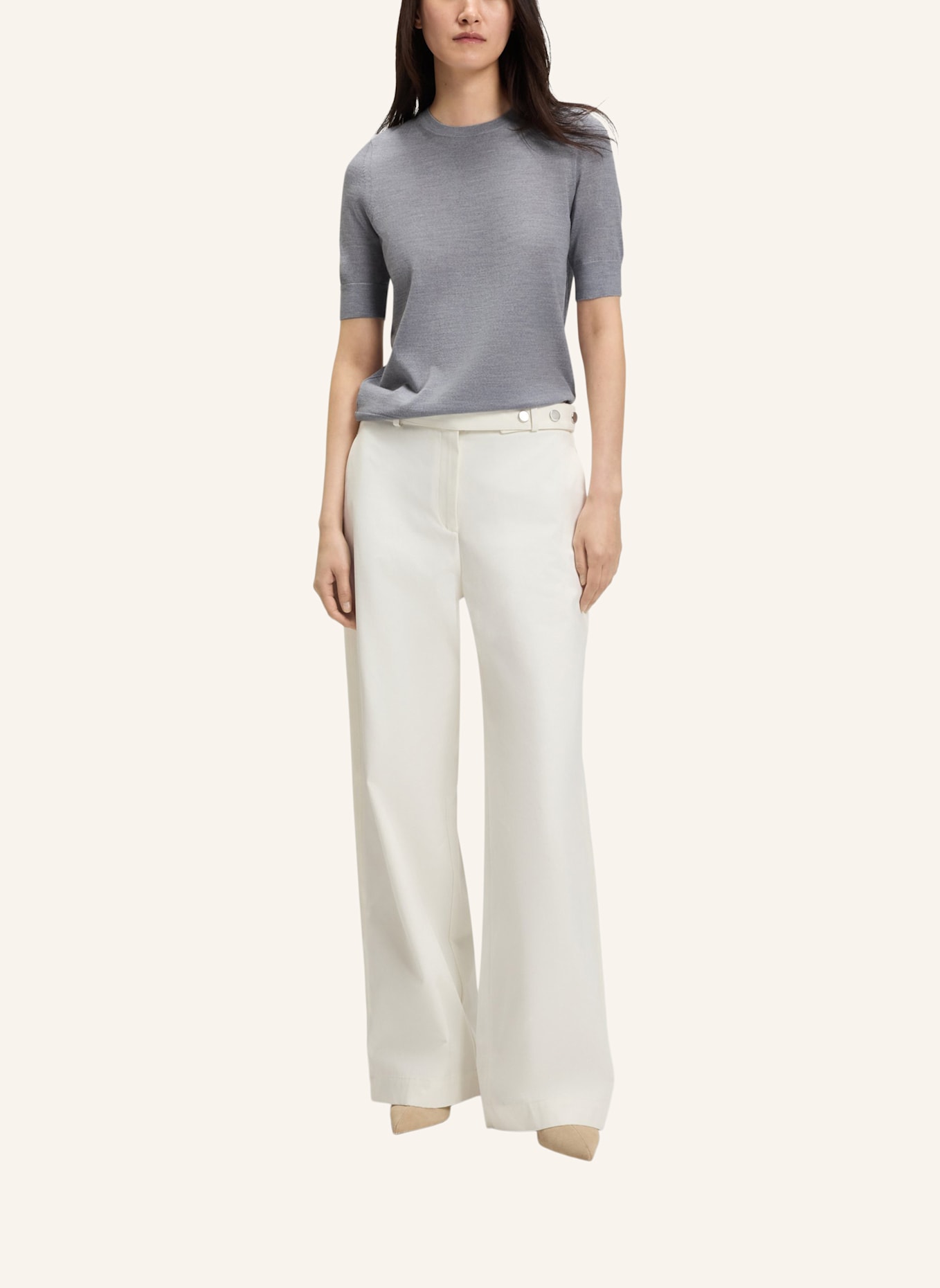 BOSS Strickshirt FARBELLA: HELLGRAU