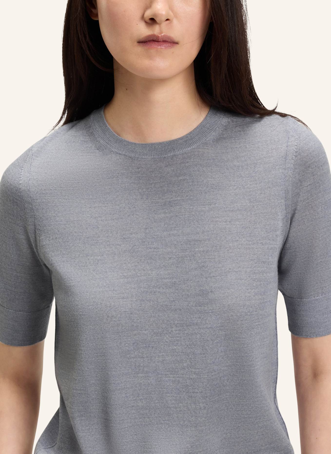 BOSS Strickshirt FARBELLA: HELLGRAU