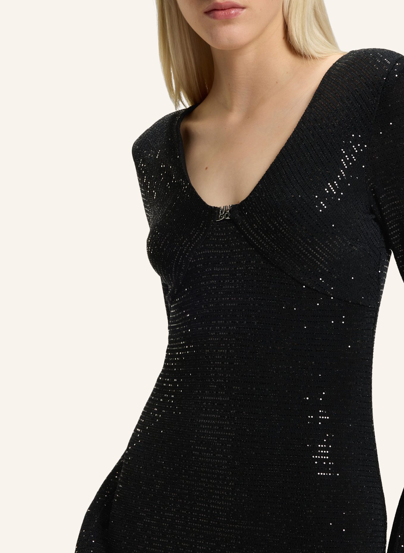 HUGO Jersey-Kleid NAMMERY Slim Fit: SCHWARZ