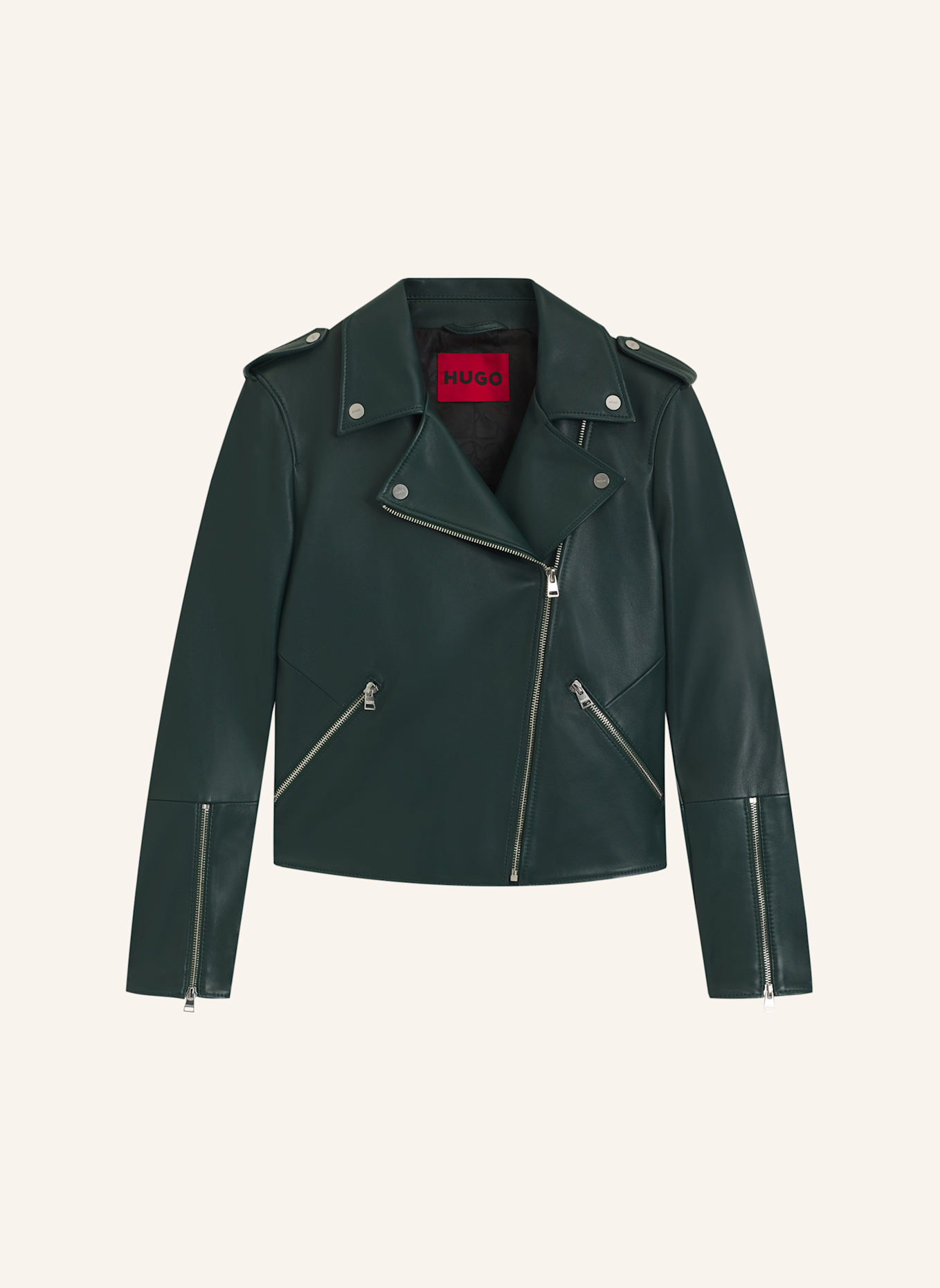 HUGO Lederjacke LUJANA Regular Fit: DUNKELGRÜN