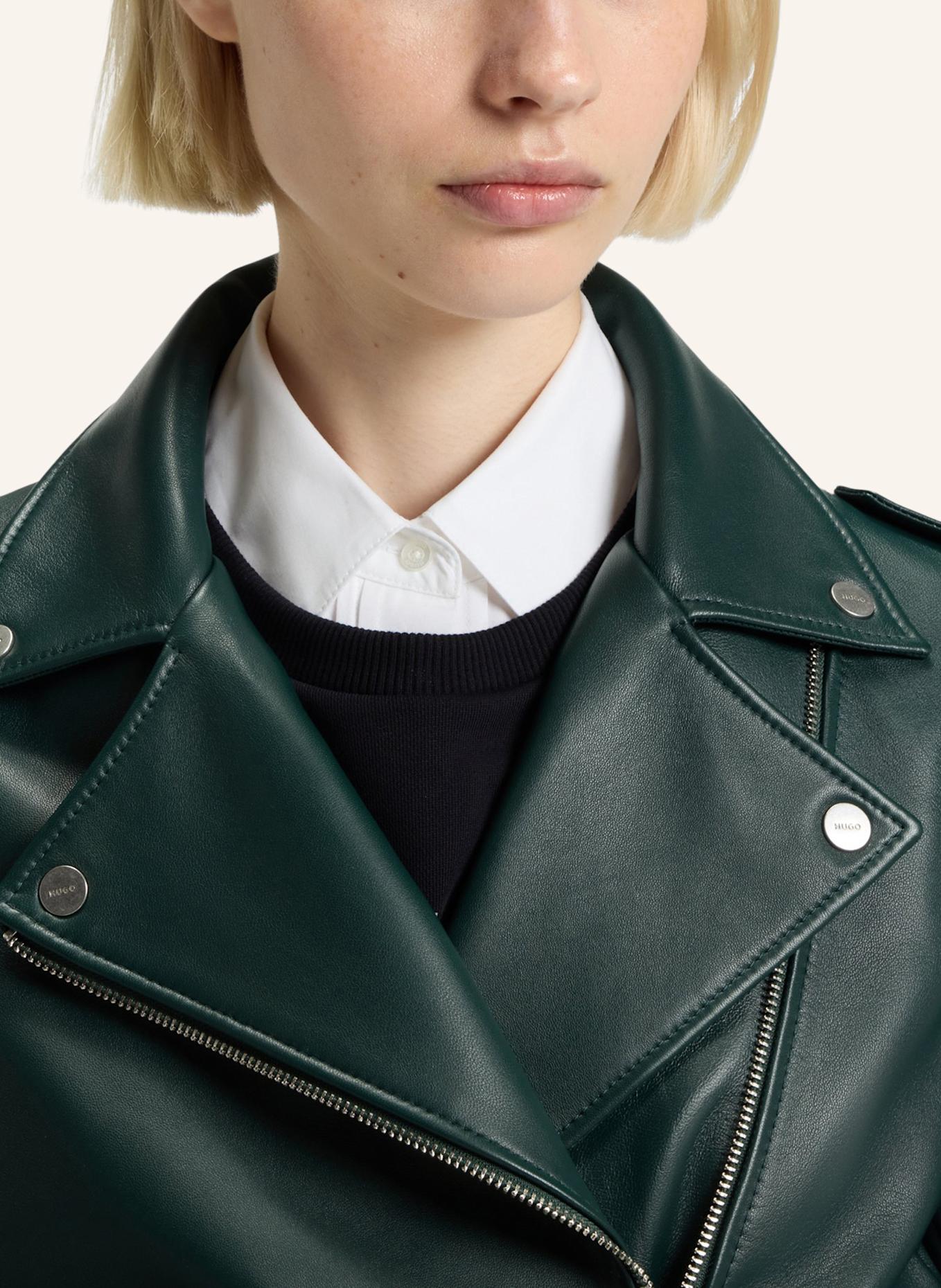 HUGO Lederjacke LUJANA Regular Fit: DUNKELGRÜN