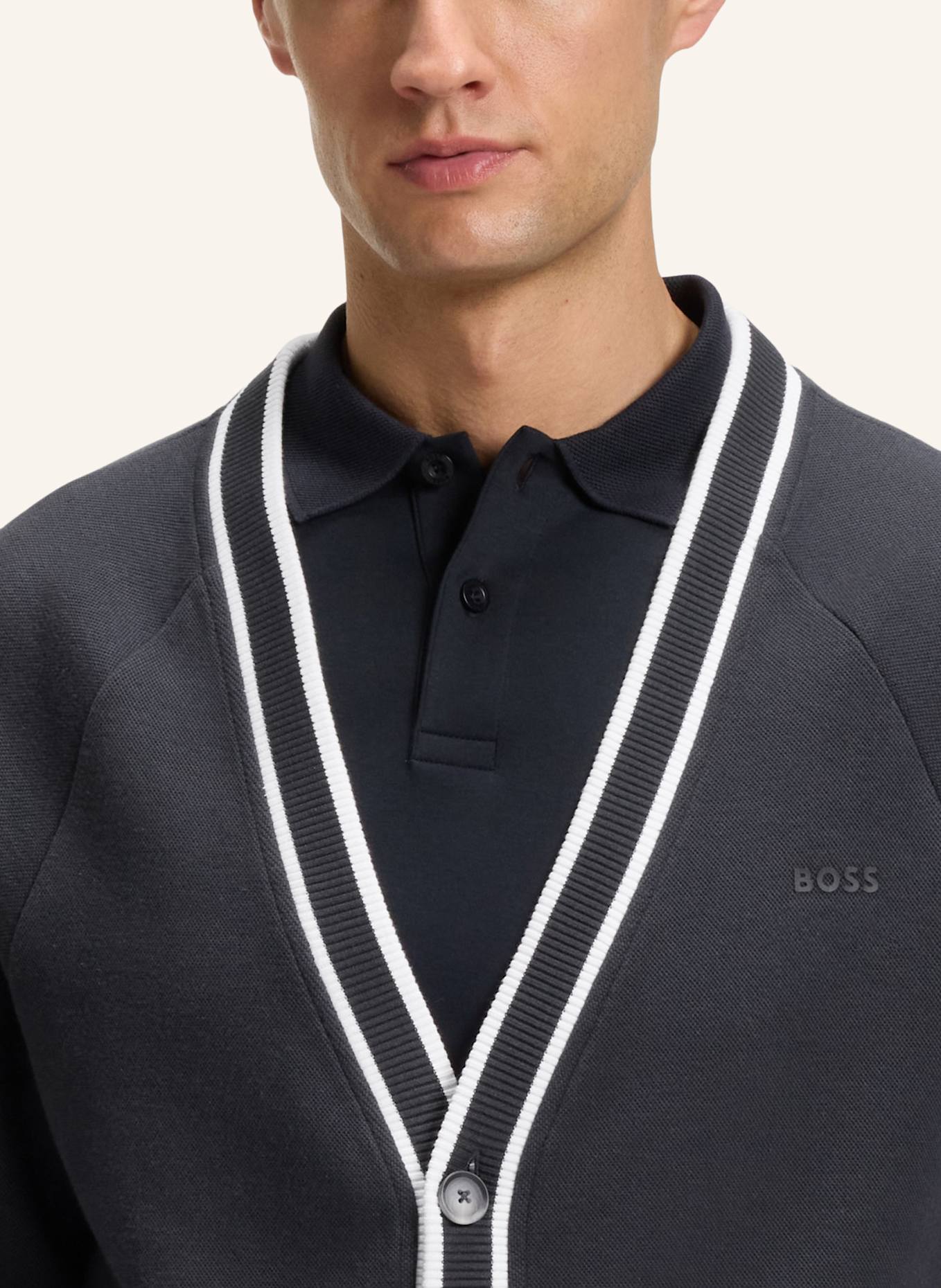 BOSS Sweatshirt SARDIGAN GOC Relaxed Fit: DUNKELBLAU