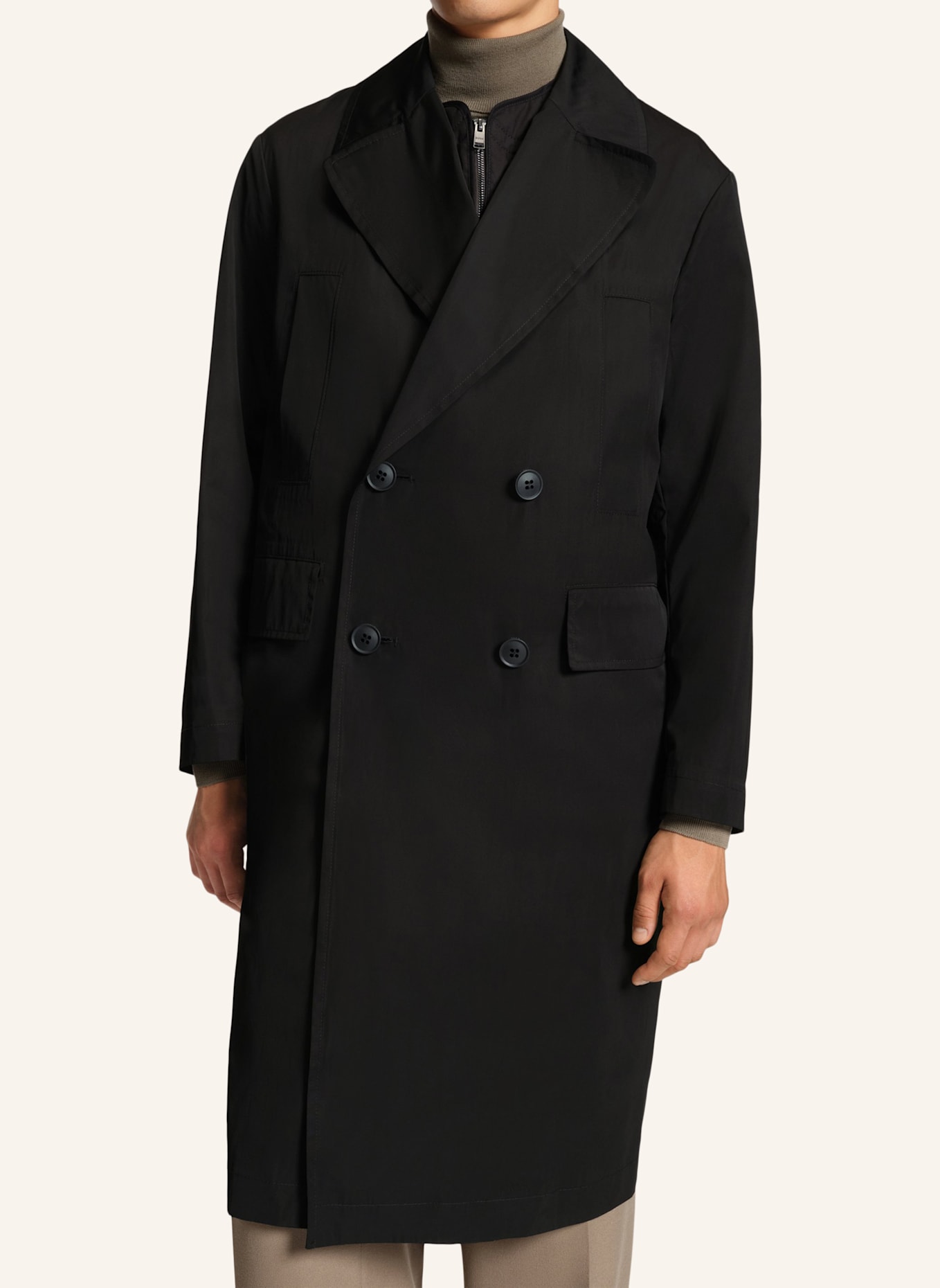 BOSS Klassischer Mantel C-CALE-DB-3IN1251BTC Relaxed Fit: SCHWARZ