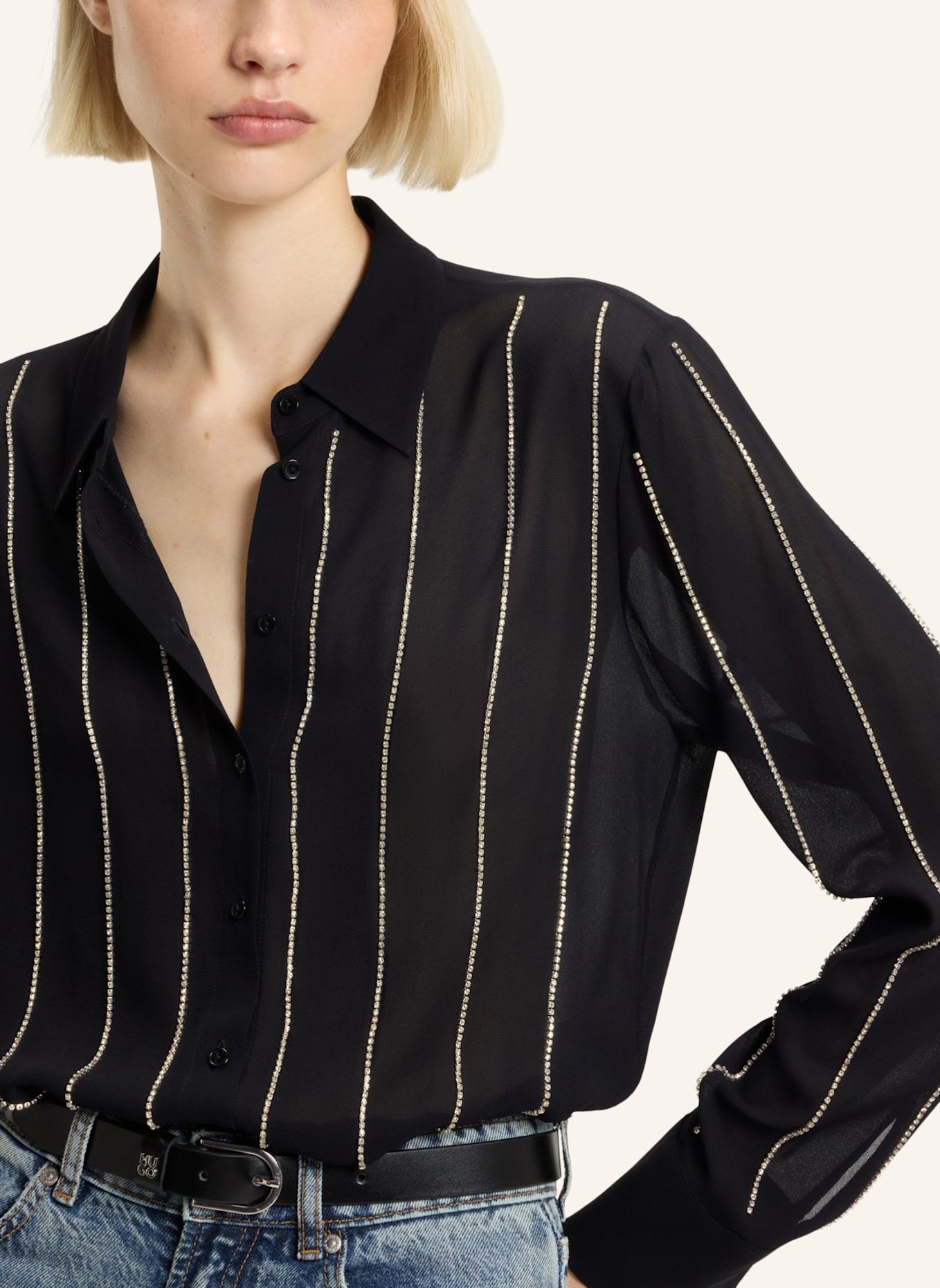 HUGO Business Bluse ELDJA Regular Fit: SCHWARZ