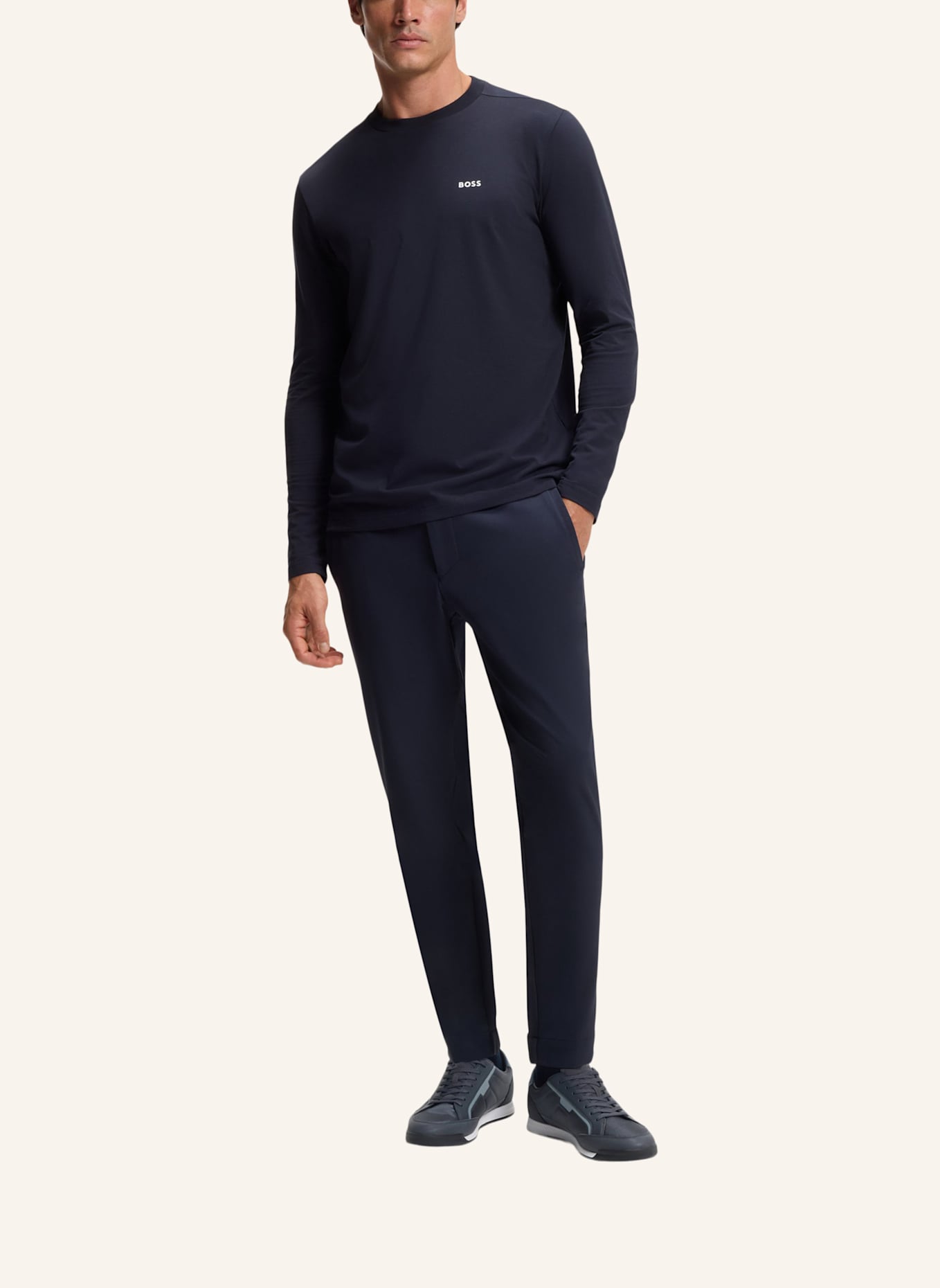 BOSS Sneaker NITAN_LOWP_TXTHEM: DUNKELBLAU