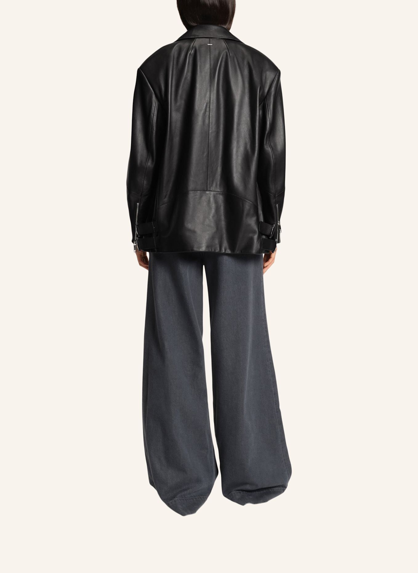 BOSS Lederjacke SARICA Relaxed Fit: SCHWARZ